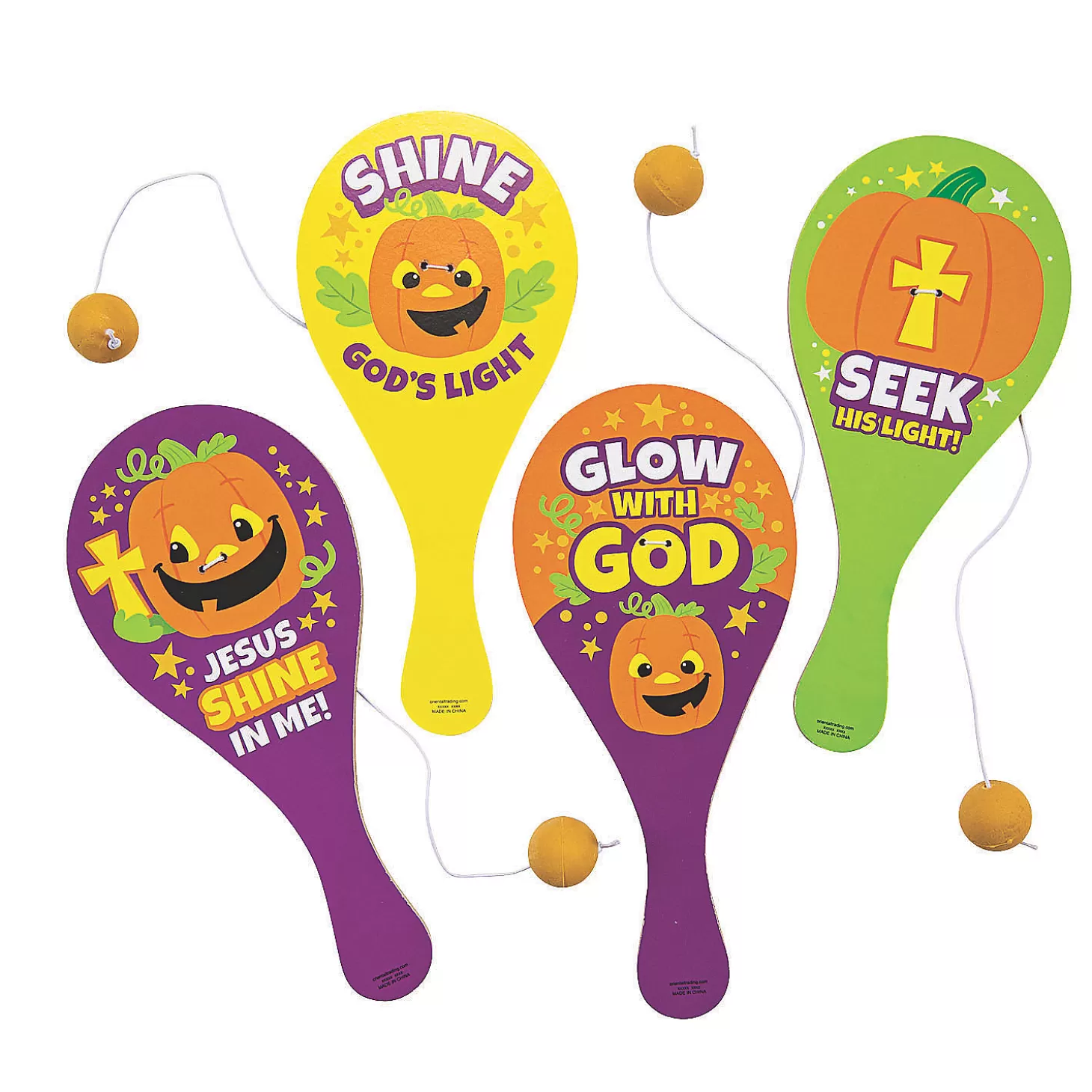 Best Christian Pumpkin Paddleball Games - 12 Pc. Religious Halloween