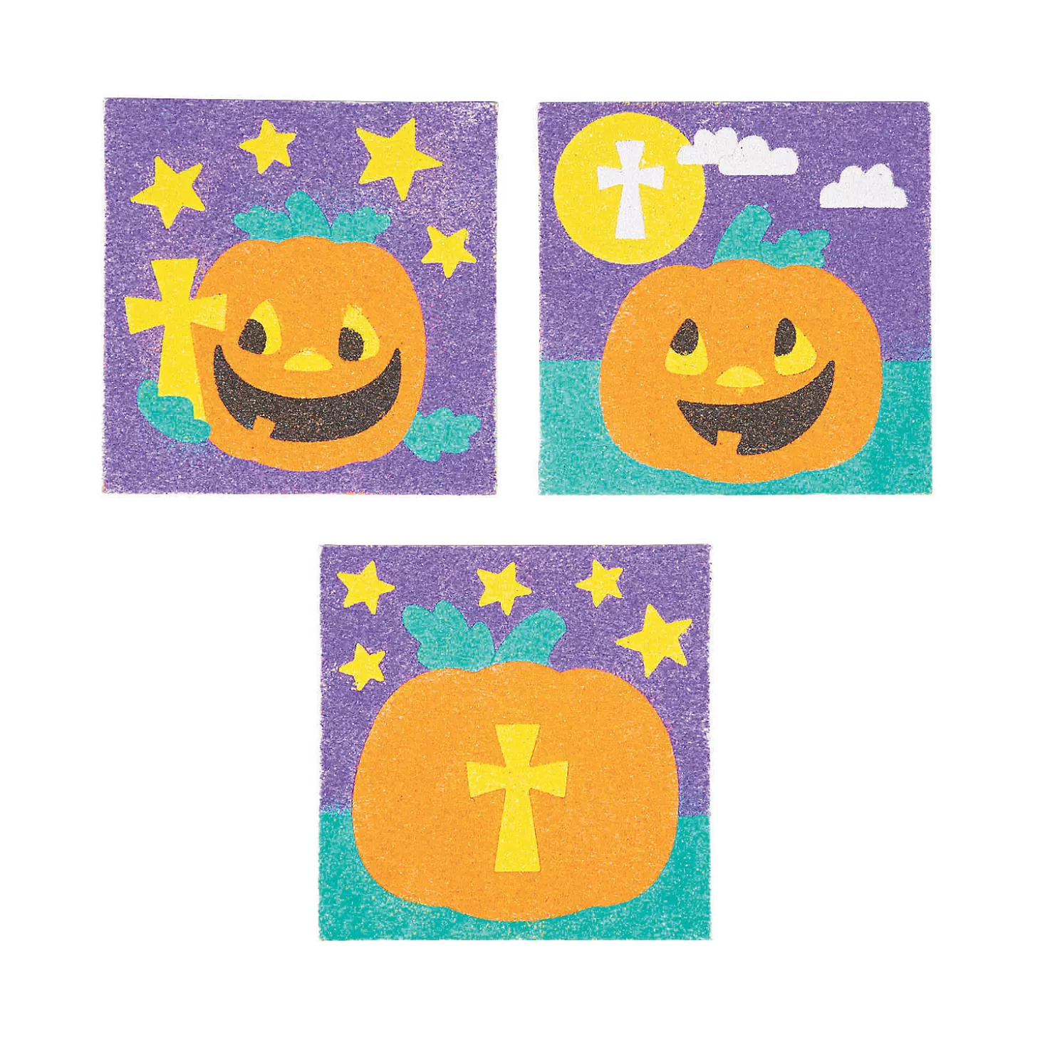 New Christian Pumpkin Sand Art Pictures - 12 Pc. Religious Halloween