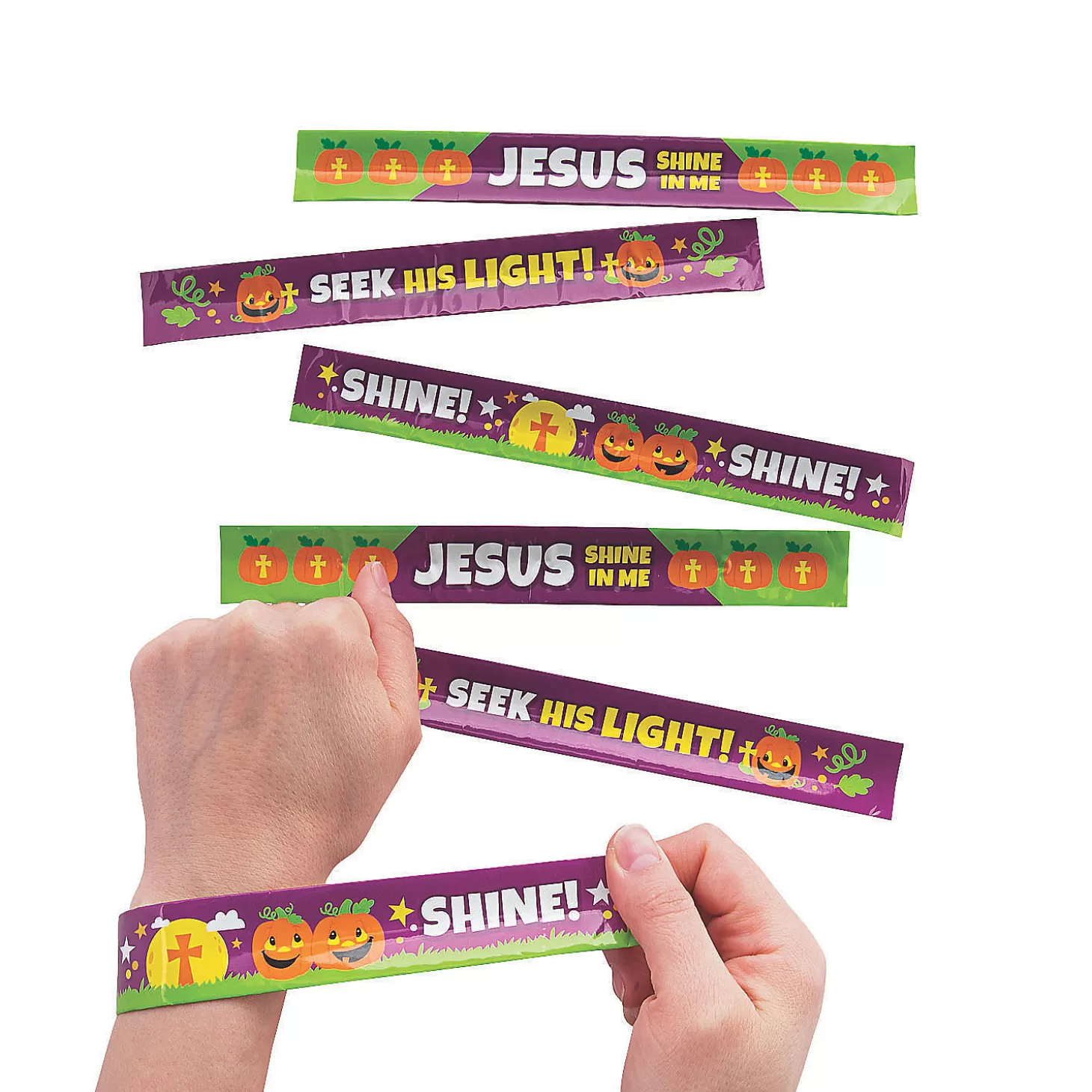 Cheap Christian Pumpkin Slap Bracelets - 12 Pc. Religious Halloween