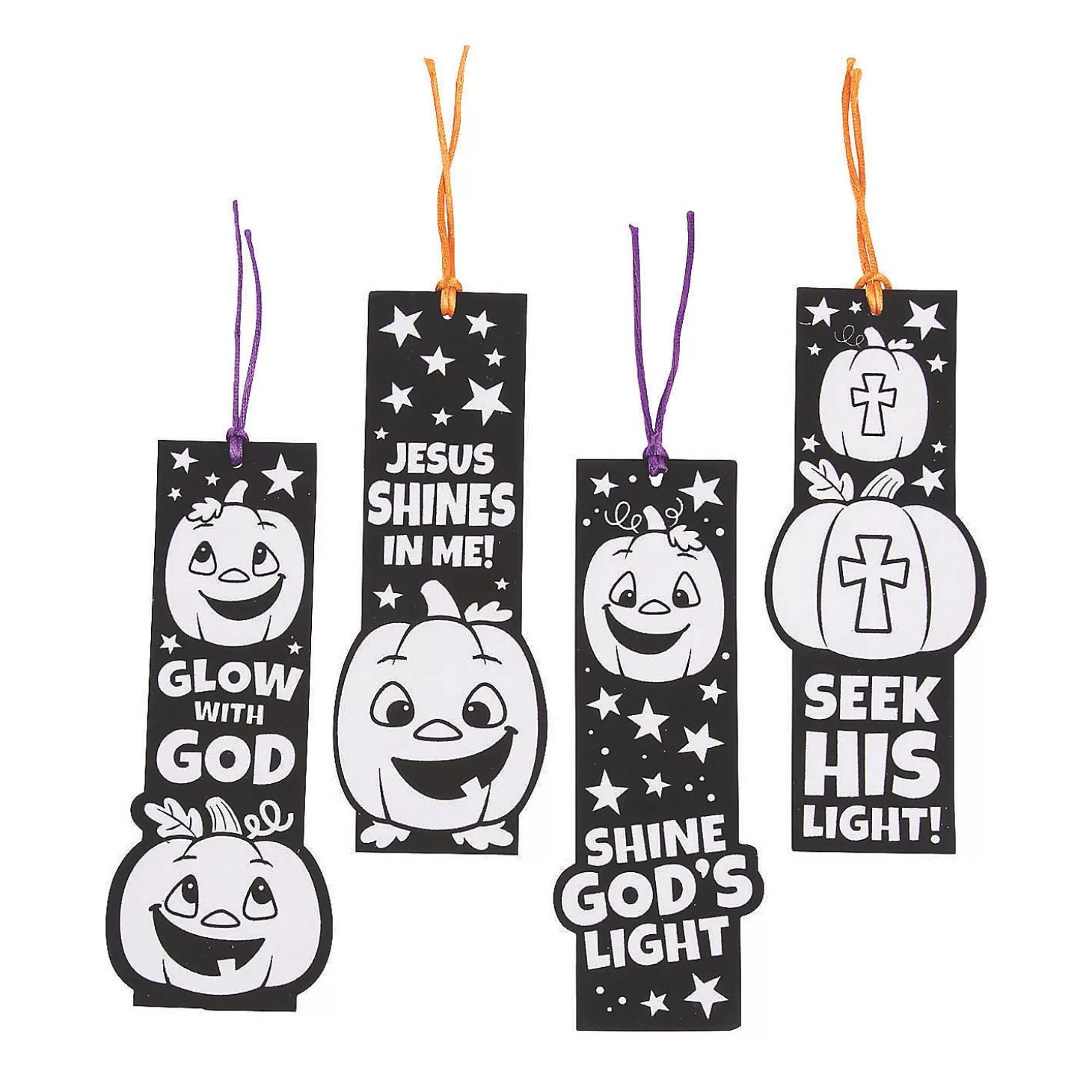 Discount Color Your Own Christian Pumpkin Fuzzy Bookmarks - 12 Pc. Religious Halloween