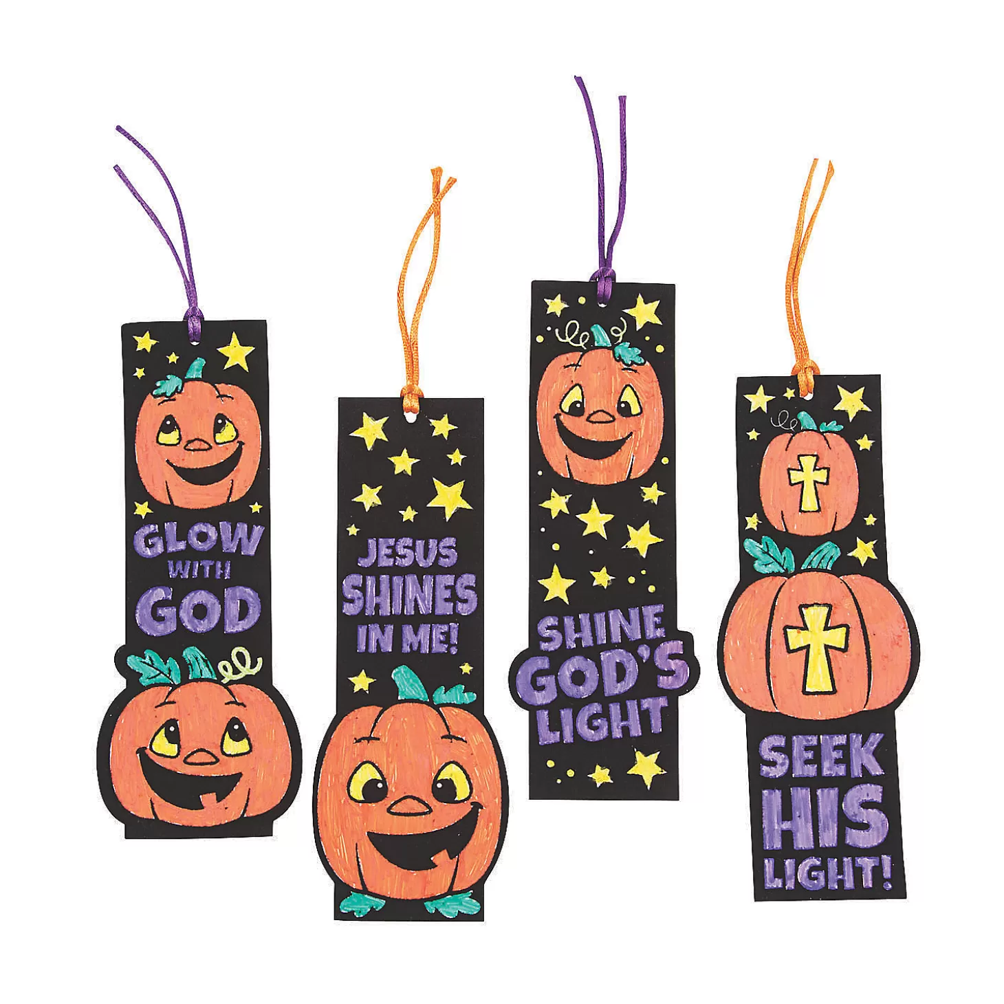 Discount Color Your Own Christian Pumpkin Fuzzy Bookmarks - 12 Pc. Religious Halloween