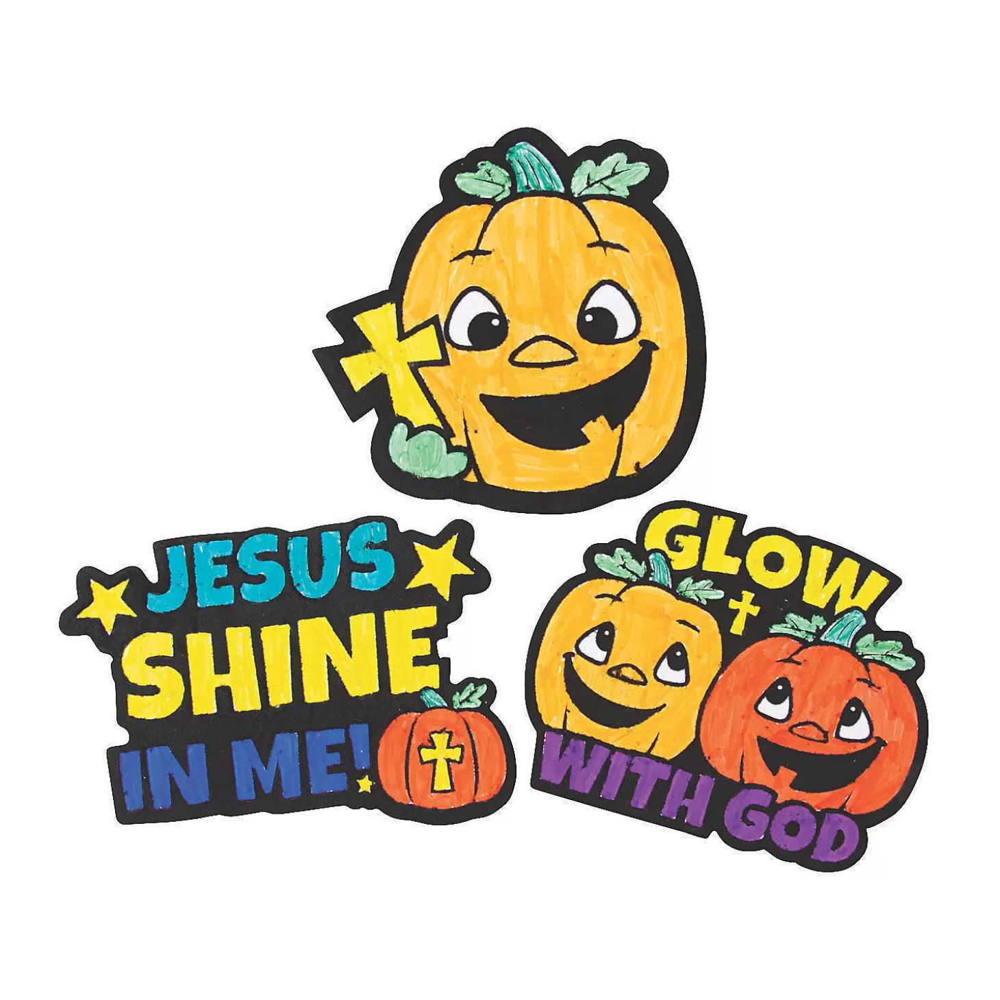 Flash Sale Color Your Own Christian Pumpkin Fuzzy Magnets - 12 Pc. Religious Halloween