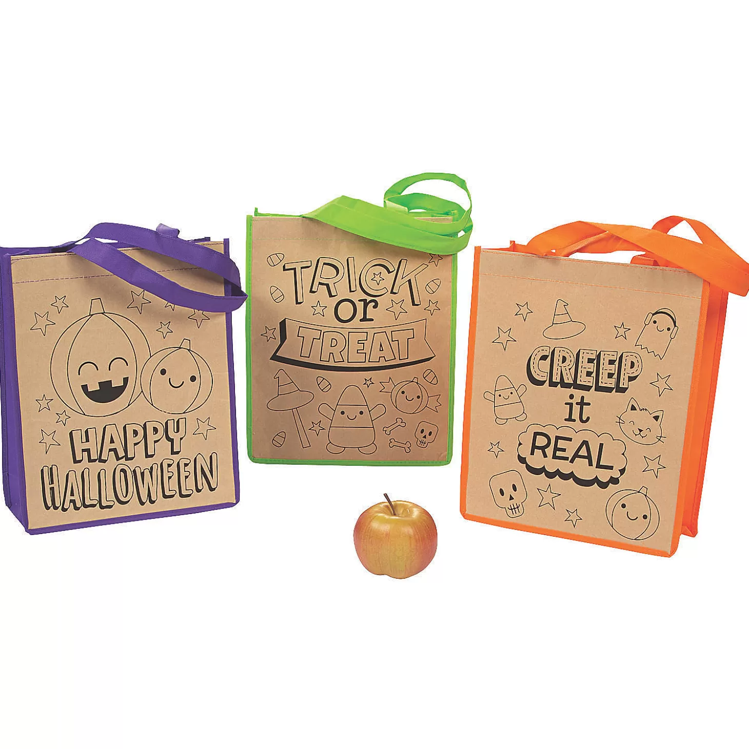 Clearance Color Your Own Large Halloween Tote Bags - 12 Pc. Halloween Bags
