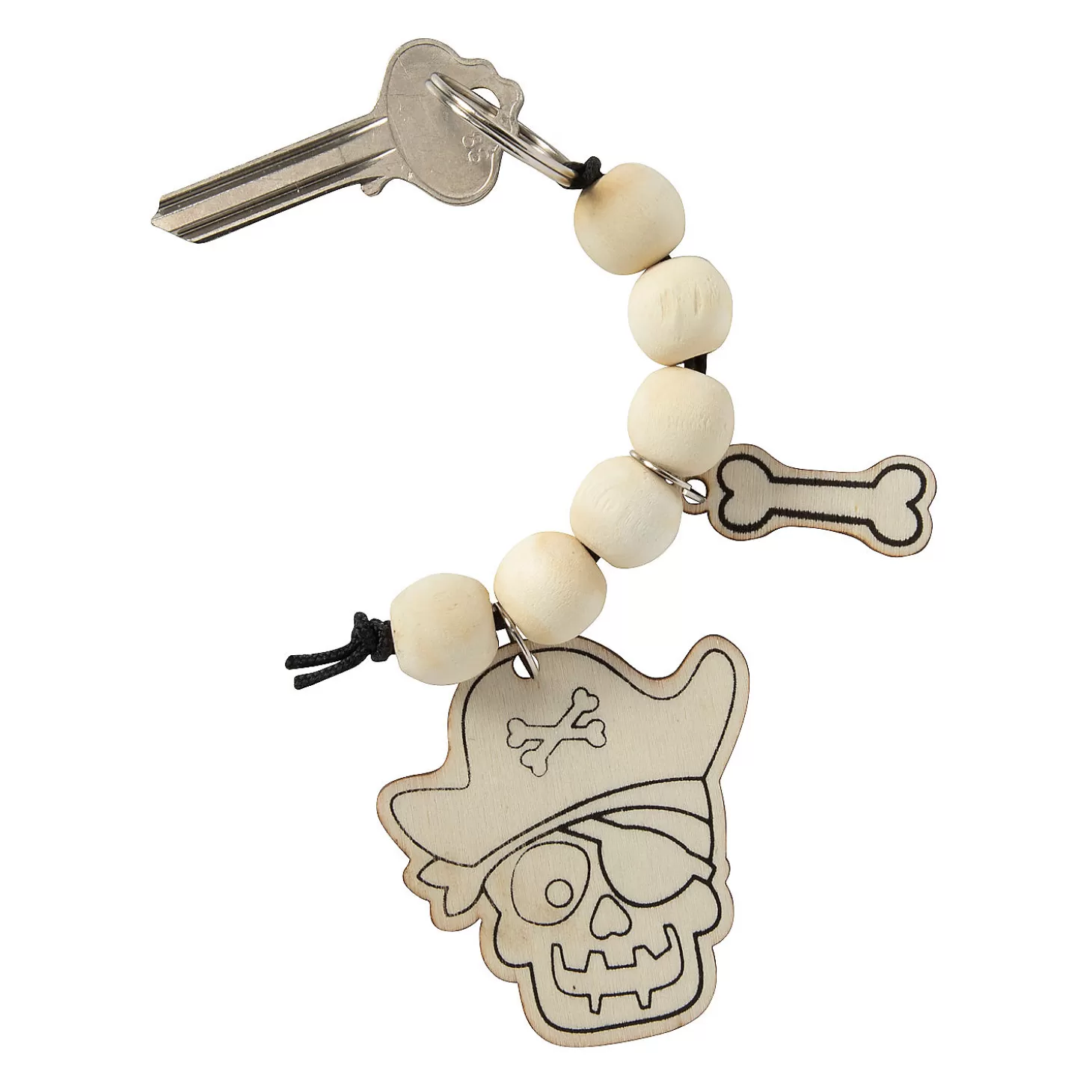 Discount Color Your Own Spooky Pirate Wood Key Chains Craft Kit - Makes 12 Halloween Apparel & Accessories