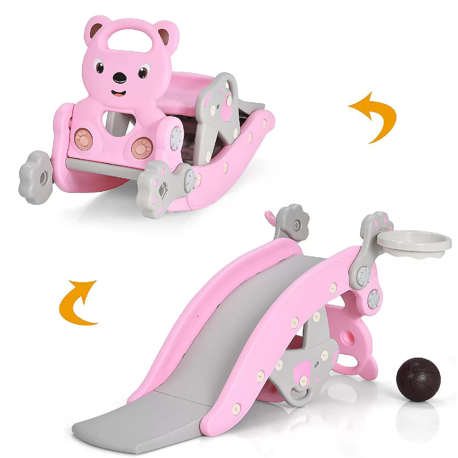 Shop Costway 4-In-1 Rocking Horse & Slide Set Toddler Slide Playset W/Basketball Hoop Riding Toys