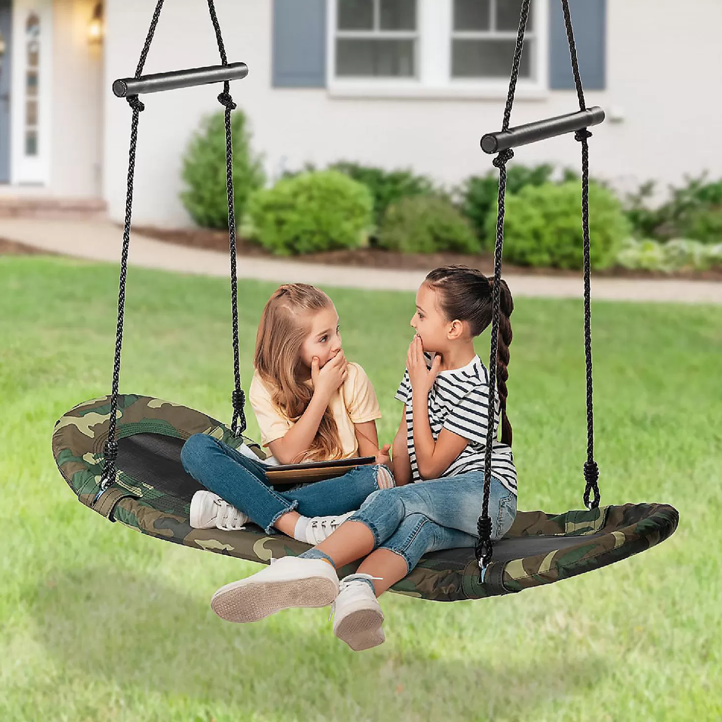Cheap Costway Saucer Tree Swing Surf Kids Outdoor Adjustable Swing Set W/ Handle Riding Toys