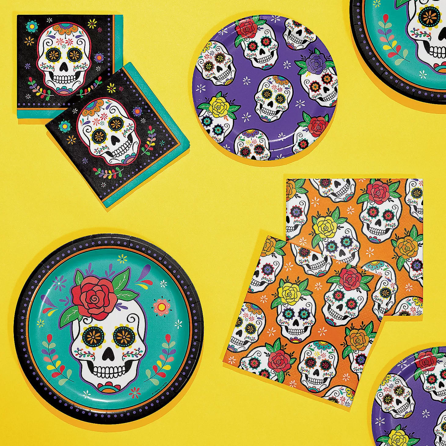 Best Creative Converting Dia De Muertos Party Supplies Kit, 48 Ct Halloween Fun Kits