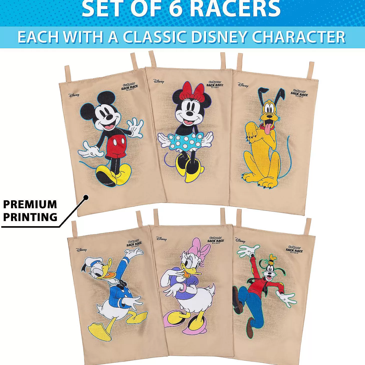 Outlet Disney Mickey And Friends Sack Race Party Game By Gosports - 6 Pack Bags For Kids Lawn Games