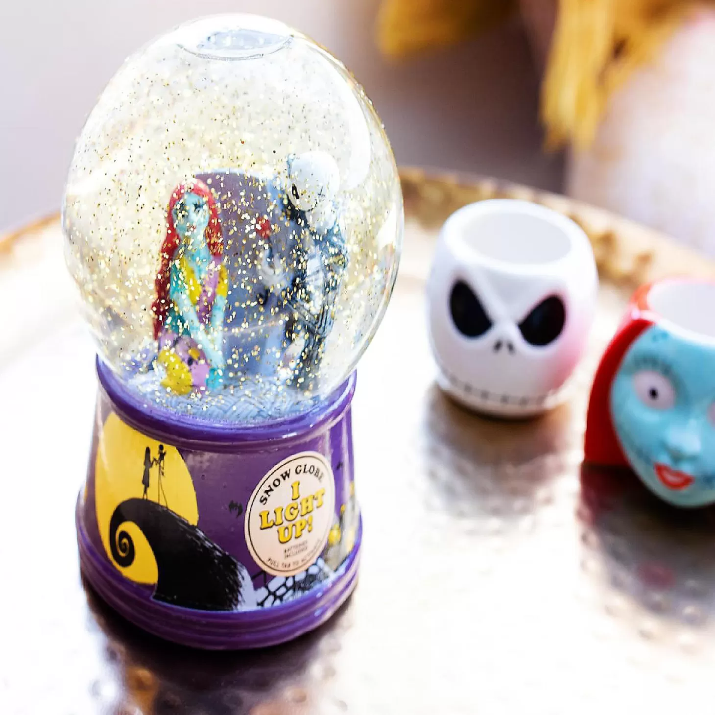 Store Disney Nightmare Before Christmas Jack & Sally Light-Up Snow Globe 6 Inches Skulls & Skeletons