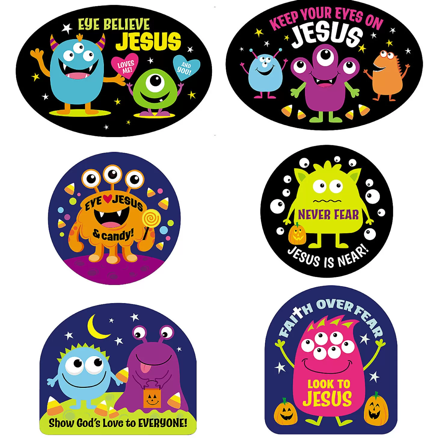 Sale Faith Messages Halloween Monster Cutouts - 6 Pc. Religious Halloween