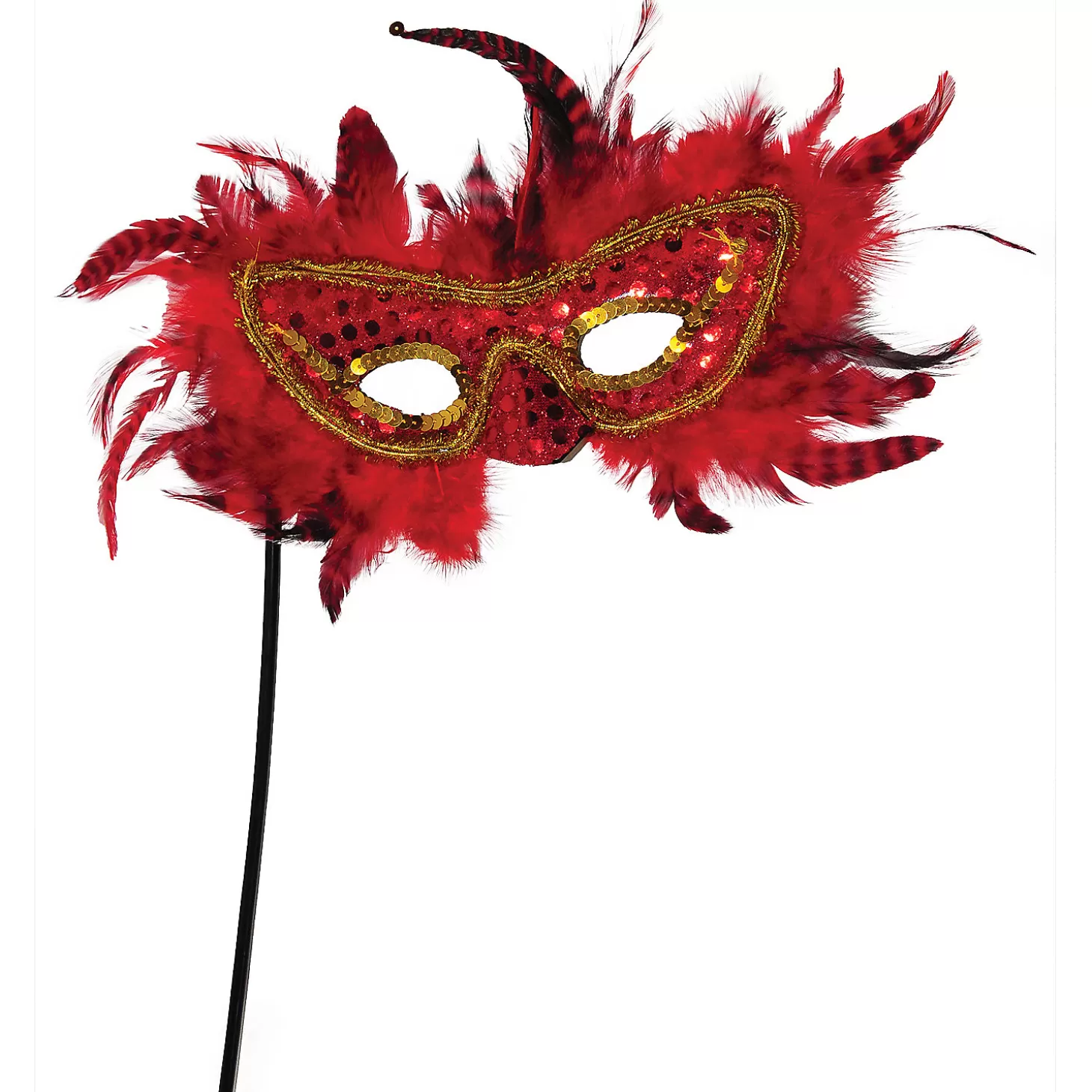 Fashion Feather Mask With Stick Halloween Apparel & Accessories