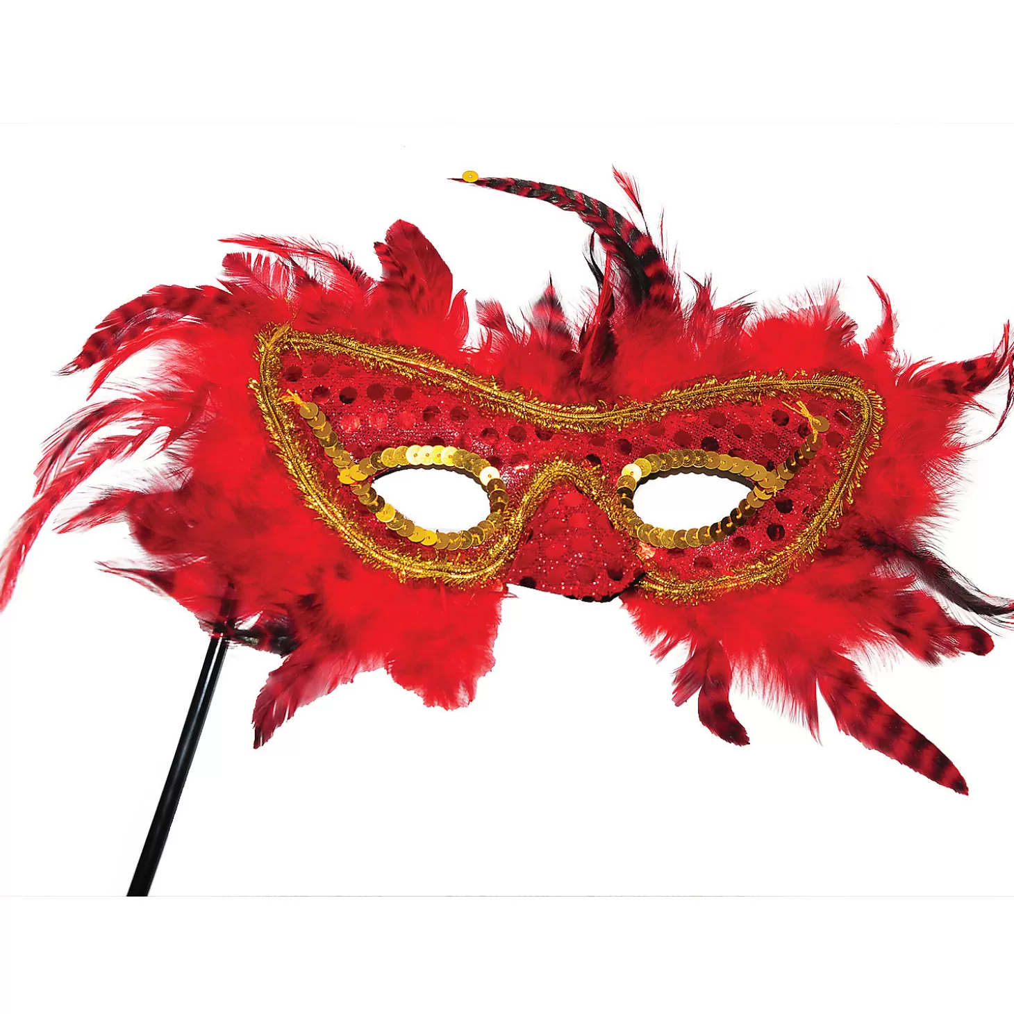 Fashion Feather Mask With Stick Halloween Apparel & Accessories