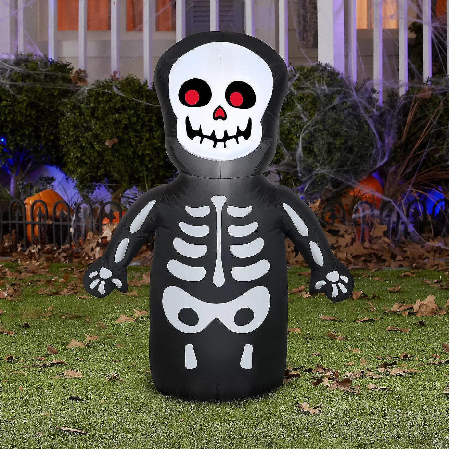 Clearance Gemmy Airblown Happy Skeleton 3.5 Ft Tall Multicolored Skulls & Skeletons