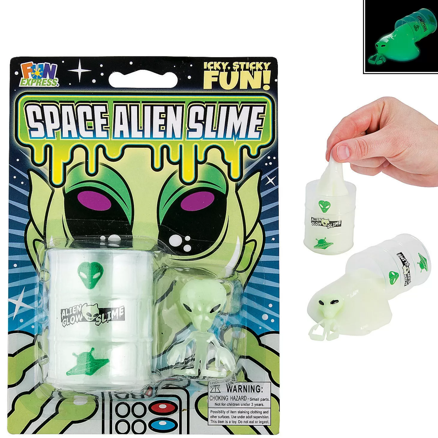 Shop Glow-In-The-Dark Alien Slime Halloween Handouts