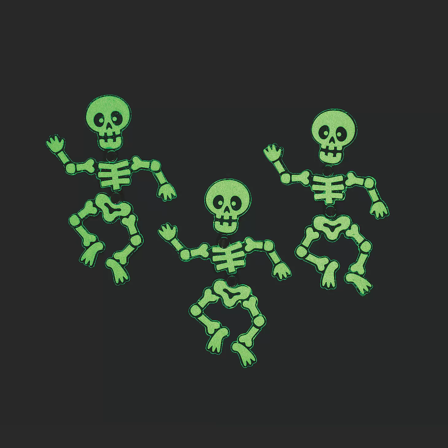 Hot Glow-In-The-Dark Dancing Skeleton Necklaces - 12 Pc. Halloween Apparel & Accessories