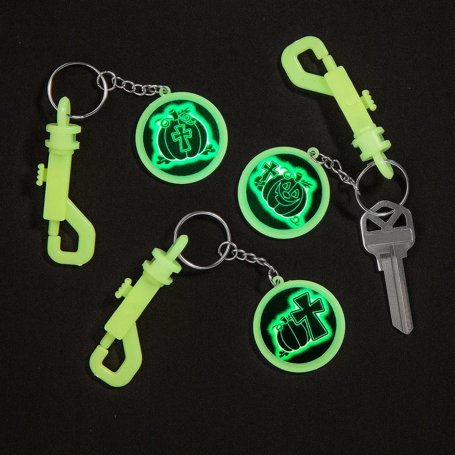 Flash Sale Glow-In-The-Dark Halloween Christian Pumpkin Backpack Clip Keychains - 12 Pc. Religious Halloween