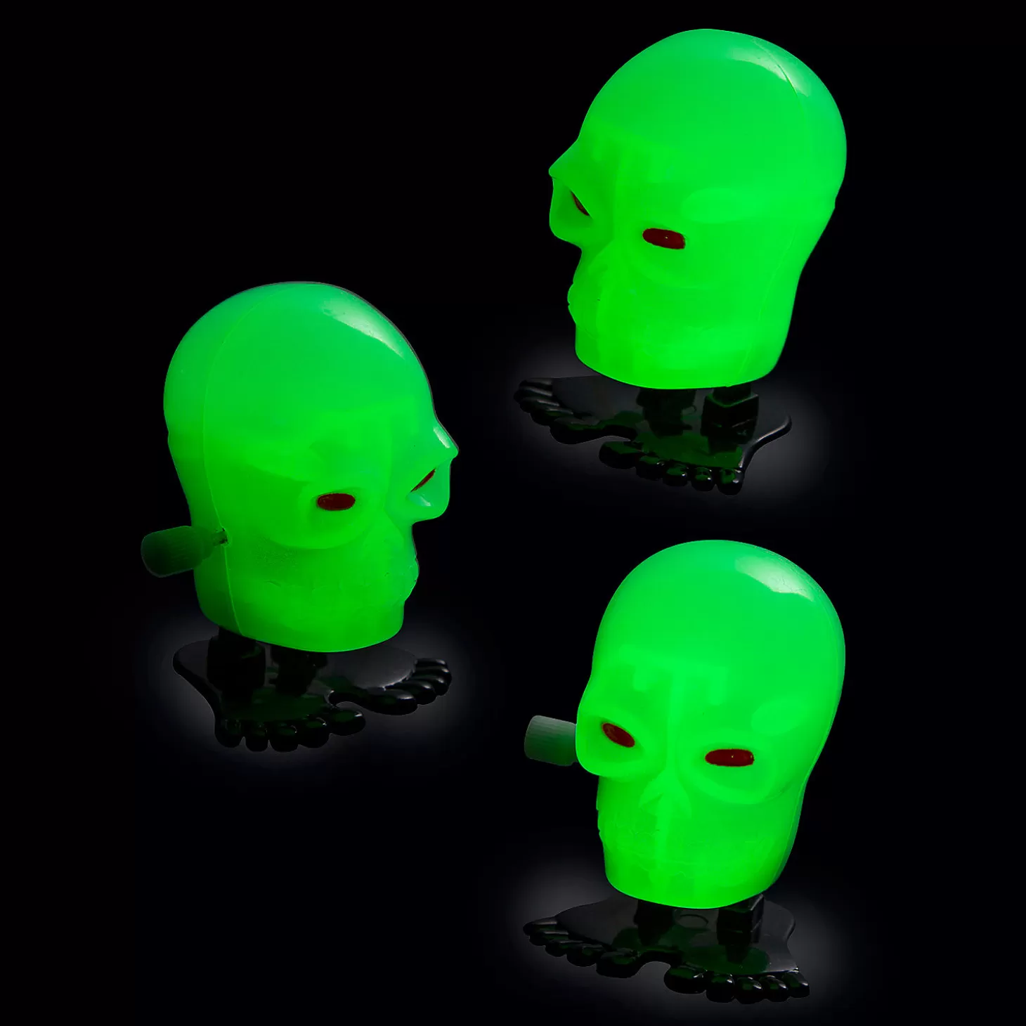 Best Glow-In-The-Dark Skeleton Head Wind-Ups – 36 Pc. Halloween Handouts