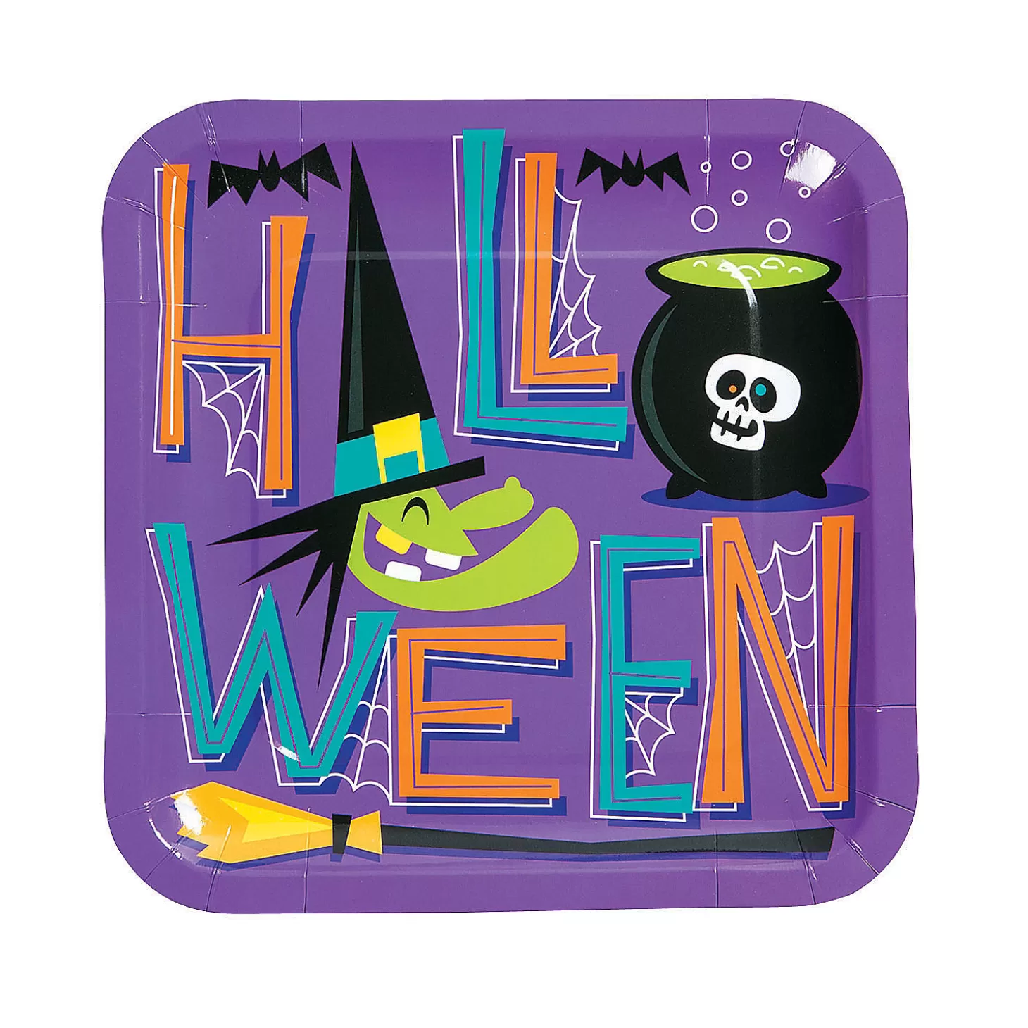 Clearance Goofy Ghouls Halloween Party Square Paper Dinner Plates - 8 Ct. Tableware