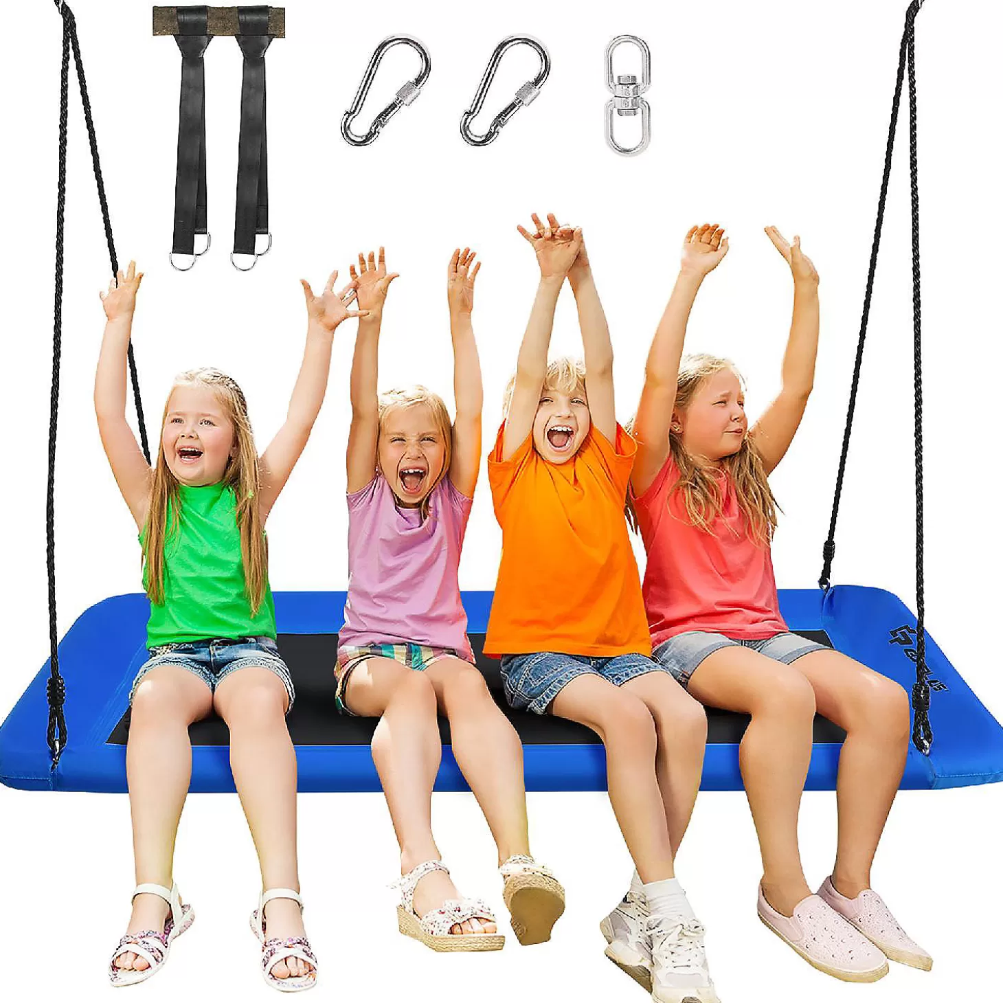 Best Sale Goplus 700Lb Giant 60'' Platform Tree Swing Outdoor W/ 2 Hanging Straps Blue Riding Toys