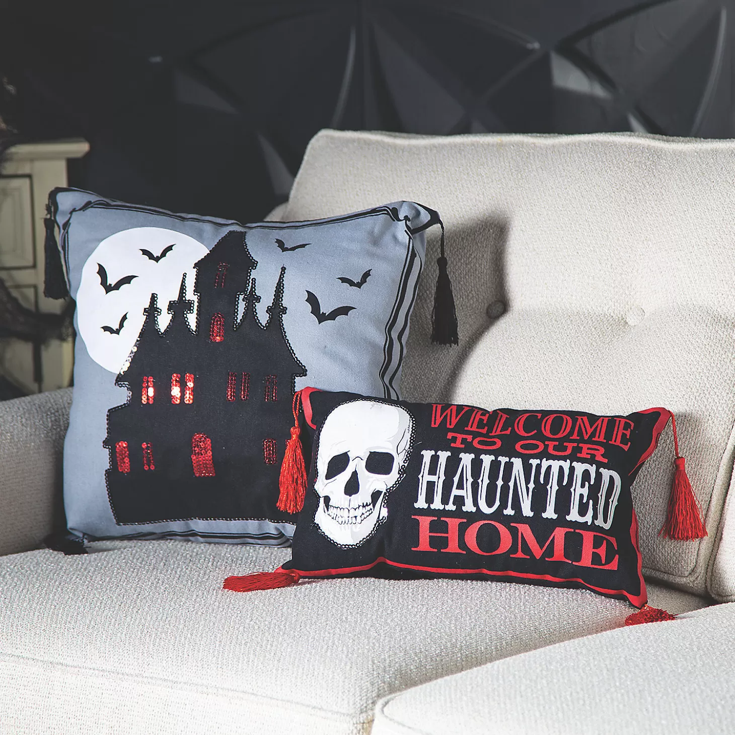 New Gothic Pillow Set Halloween Decoration - 2 Pc. Skulls & Skeletons