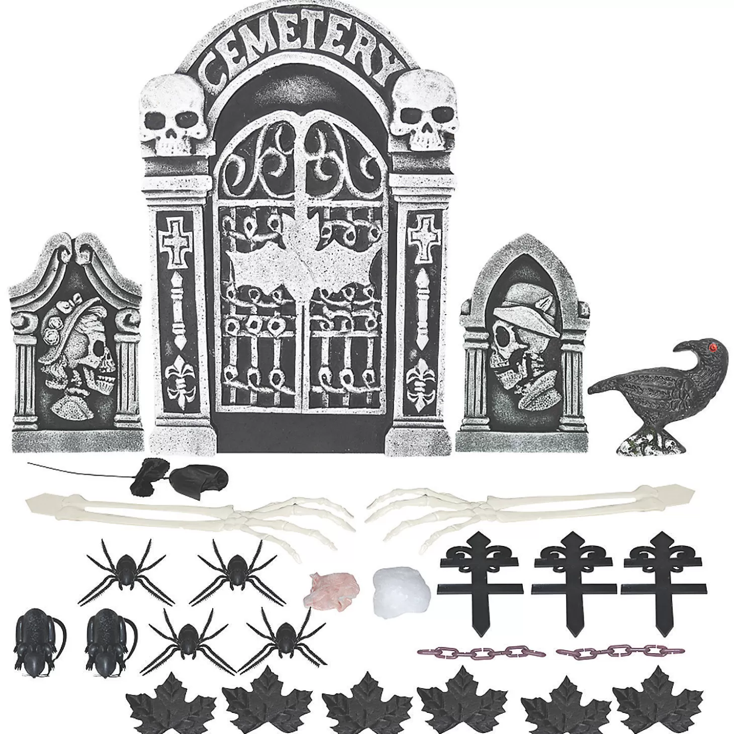 Outlet Graveyard Halloween Decoration Set - 24 Pc. Skulls & Skeletons