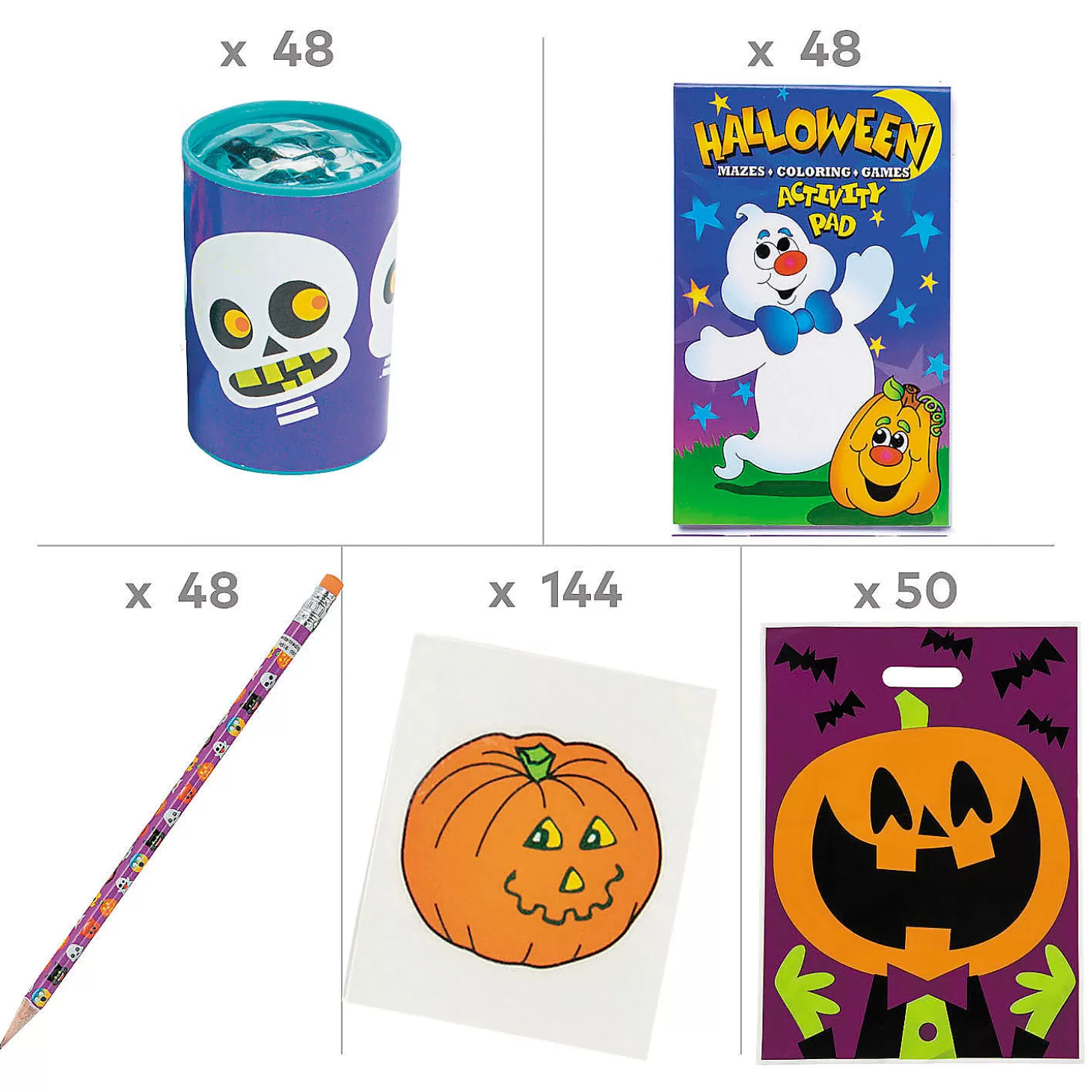 Hot Halloween Activity Boo Bag Kit For 48 Halloween Fun Kits