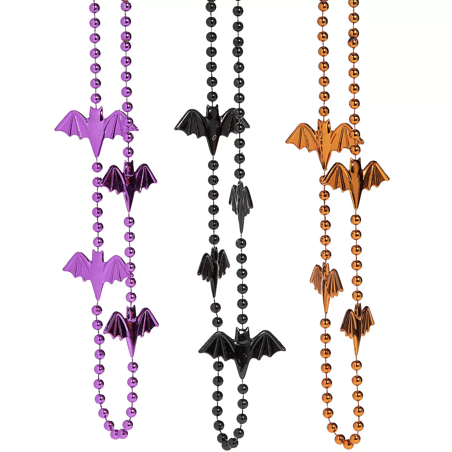 Flash Sale Halloween Bat Mardi Gras Beaded Necklaces - 24 Pc. Halloween Apparel & Accessories