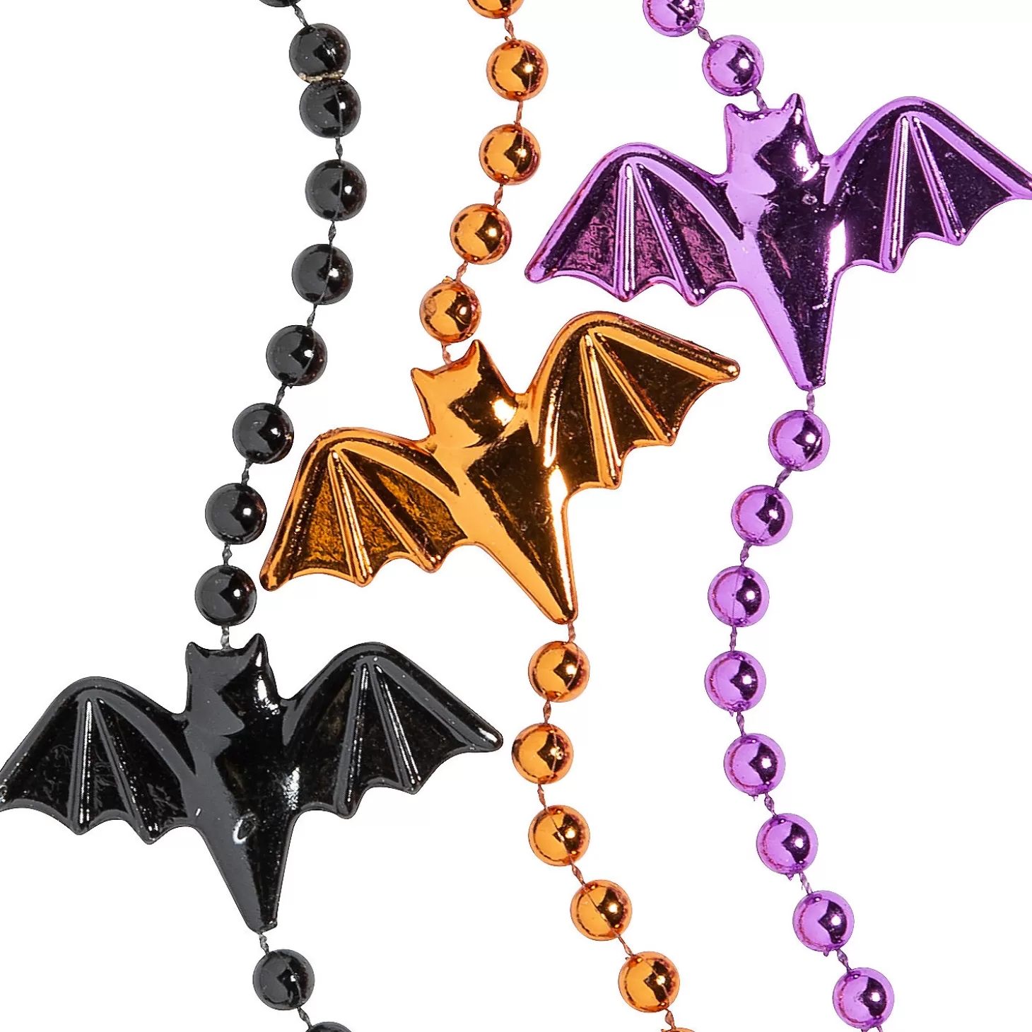 Flash Sale Halloween Bat Mardi Gras Beaded Necklaces - 24 Pc. Halloween Apparel & Accessories