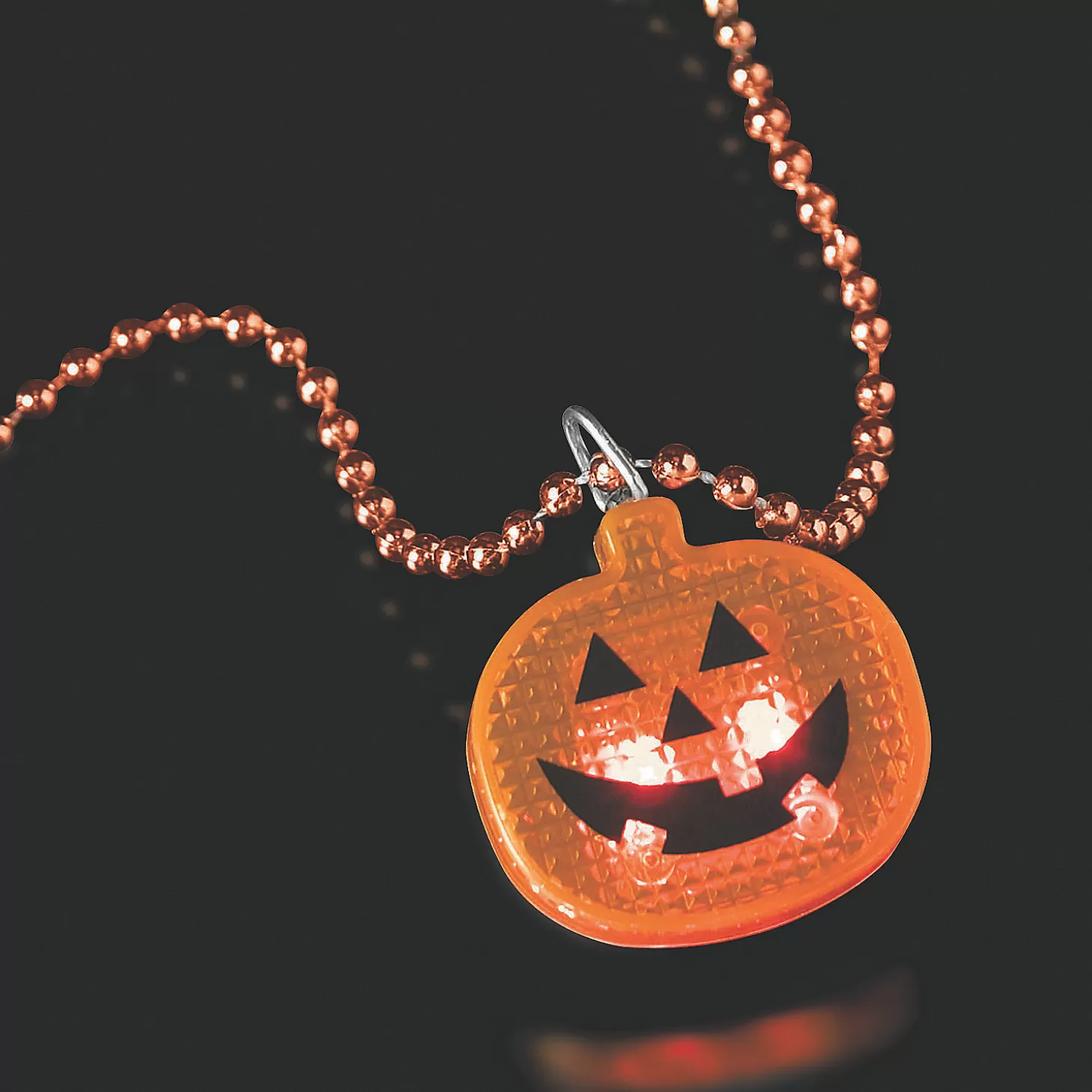 Sale Halloween Bead Necklaces With Light-Up Pumpkin - 12 Pc. Halloween Apparel & Accessories