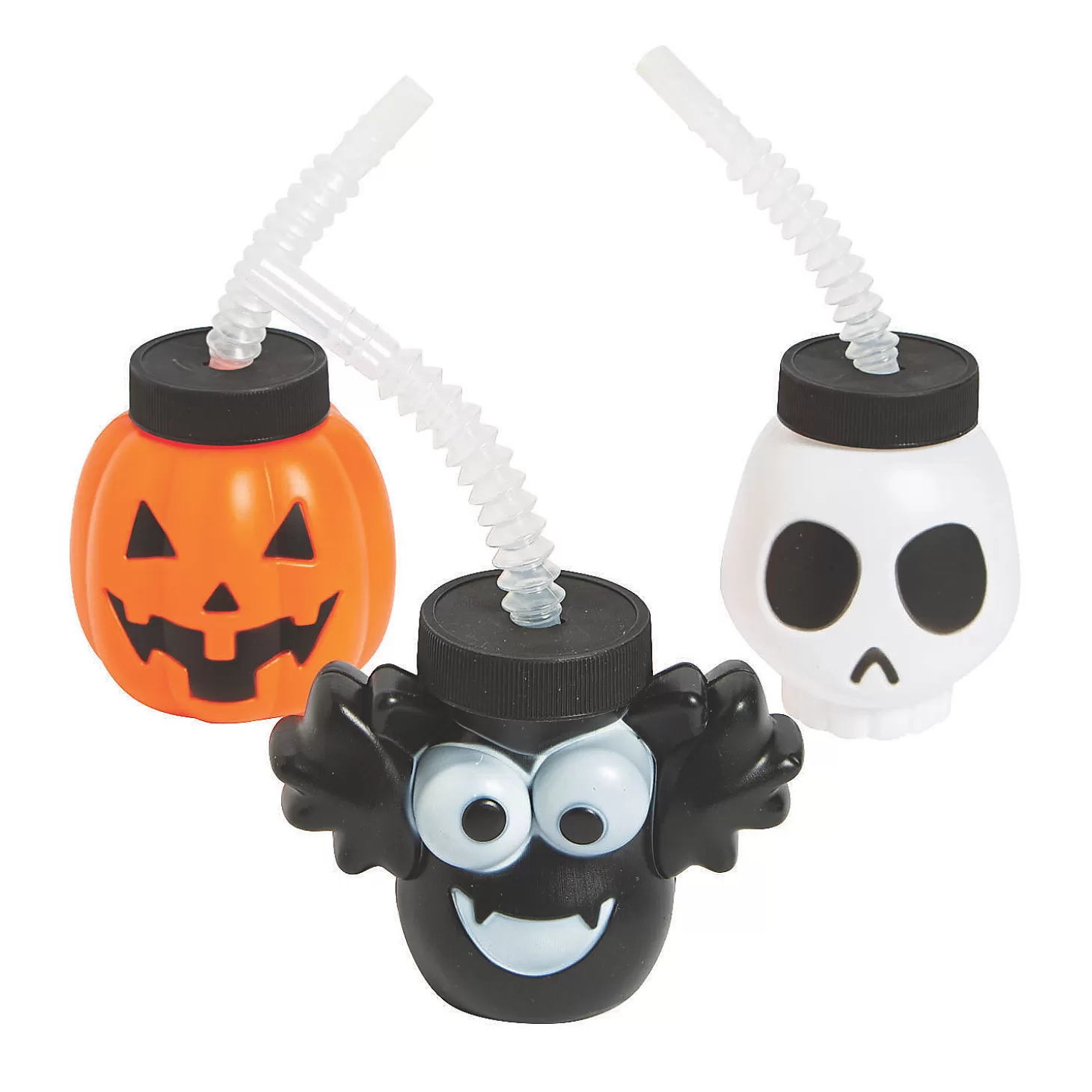 Cheap Halloween Character Bpa-Free Plastic Cups With Lids & Straws - 12 Ct. Tableware