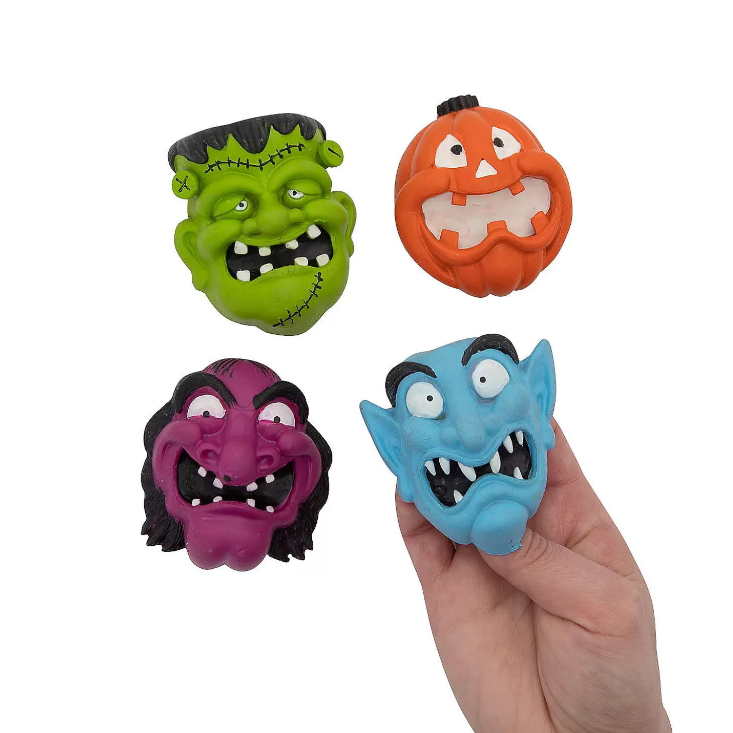 Fashion Halloween Flexible Face Finger Puppets - 12 Pc. Halloween Handouts