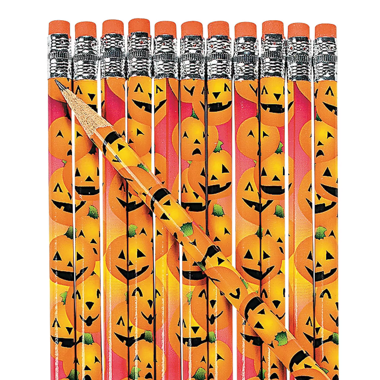 Hot Halloween Pumpkin Pencils - 24 Pc. Boo Bags