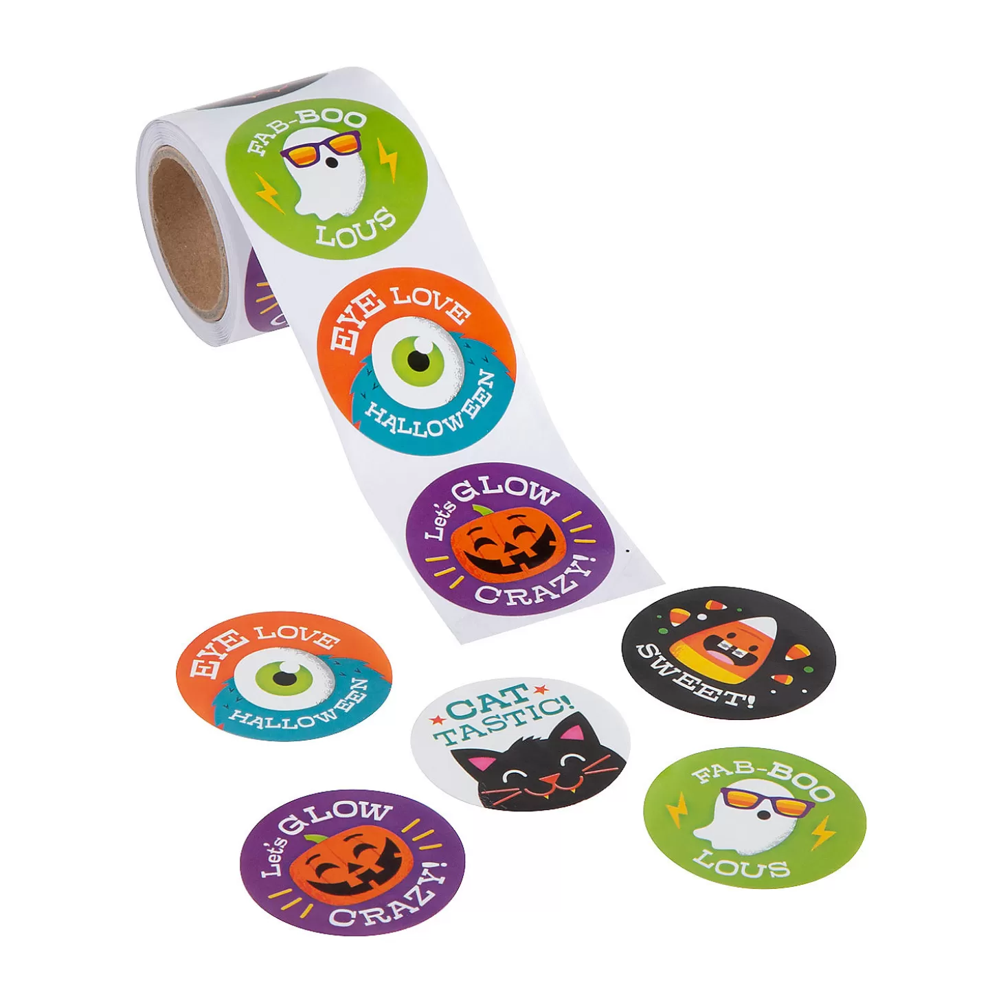 Shop Halloween Pun Sticker Roll - 100 Pc. Bulk Halloween Supplies