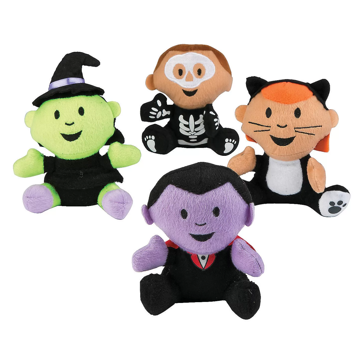 Hot Halloween Stuffed Characters In Costume - 12 Pc. Halloween Handouts