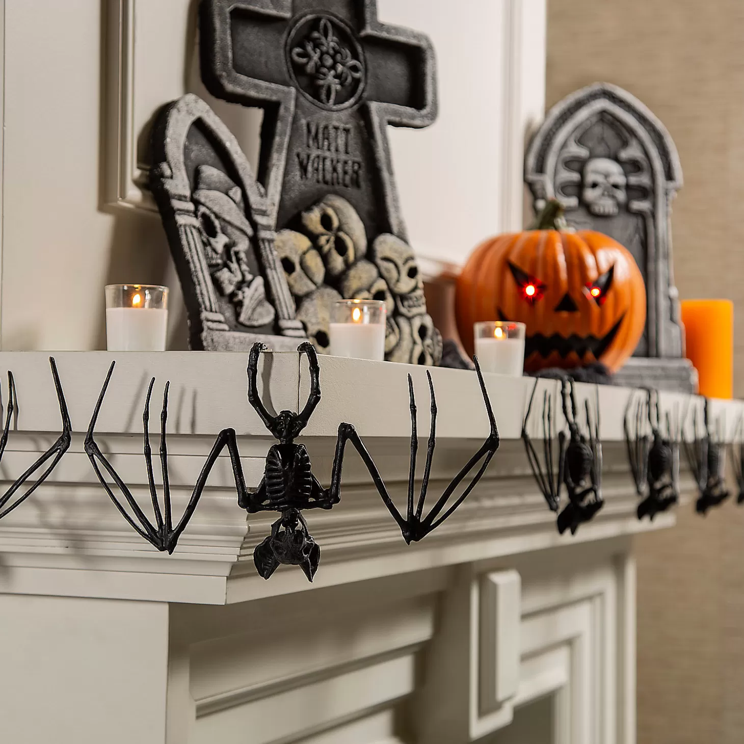 Shop Hanging Bat Skeleton Halloween Decorations - 6 Pc. Skulls & Skeletons