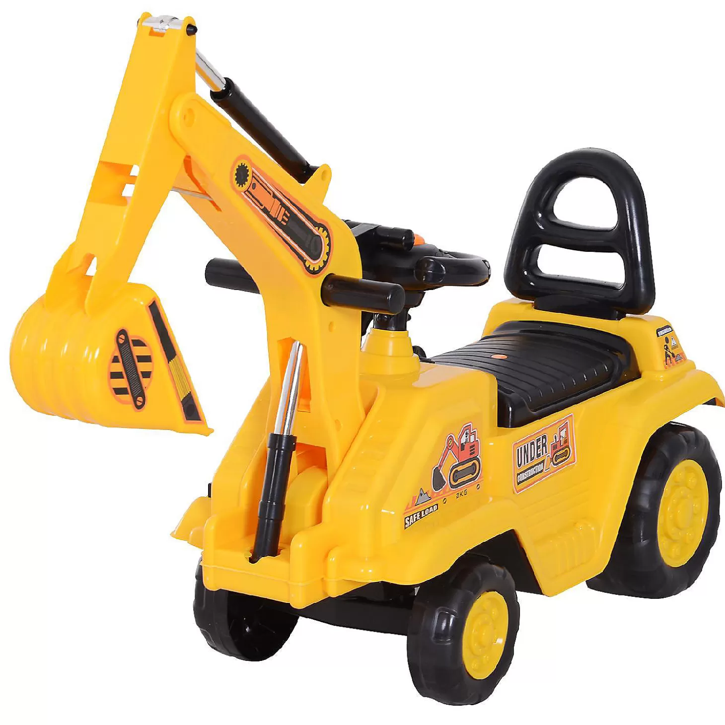New Homcom No Power 3 In 1 Ride On Excavator Digger Construction Truck Riding Toys