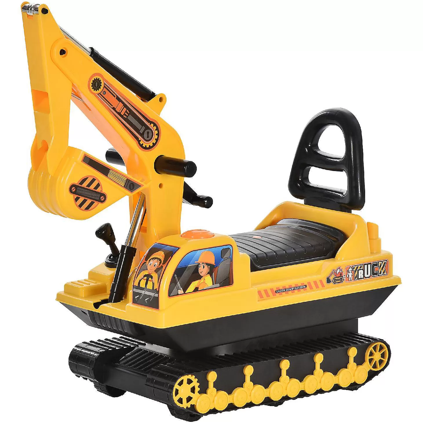 Clearance Homcom No Power Ride On Excavator Construction Truck 3Yr+ Yellow Riding Toys