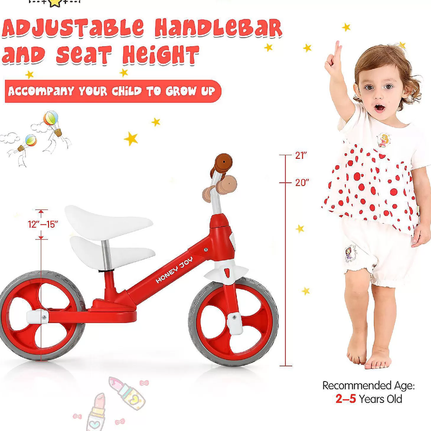 Discount Honey Joy Toddler Balance Bike W/ Feetrests For 2-5 Yr Red Riding Toys
