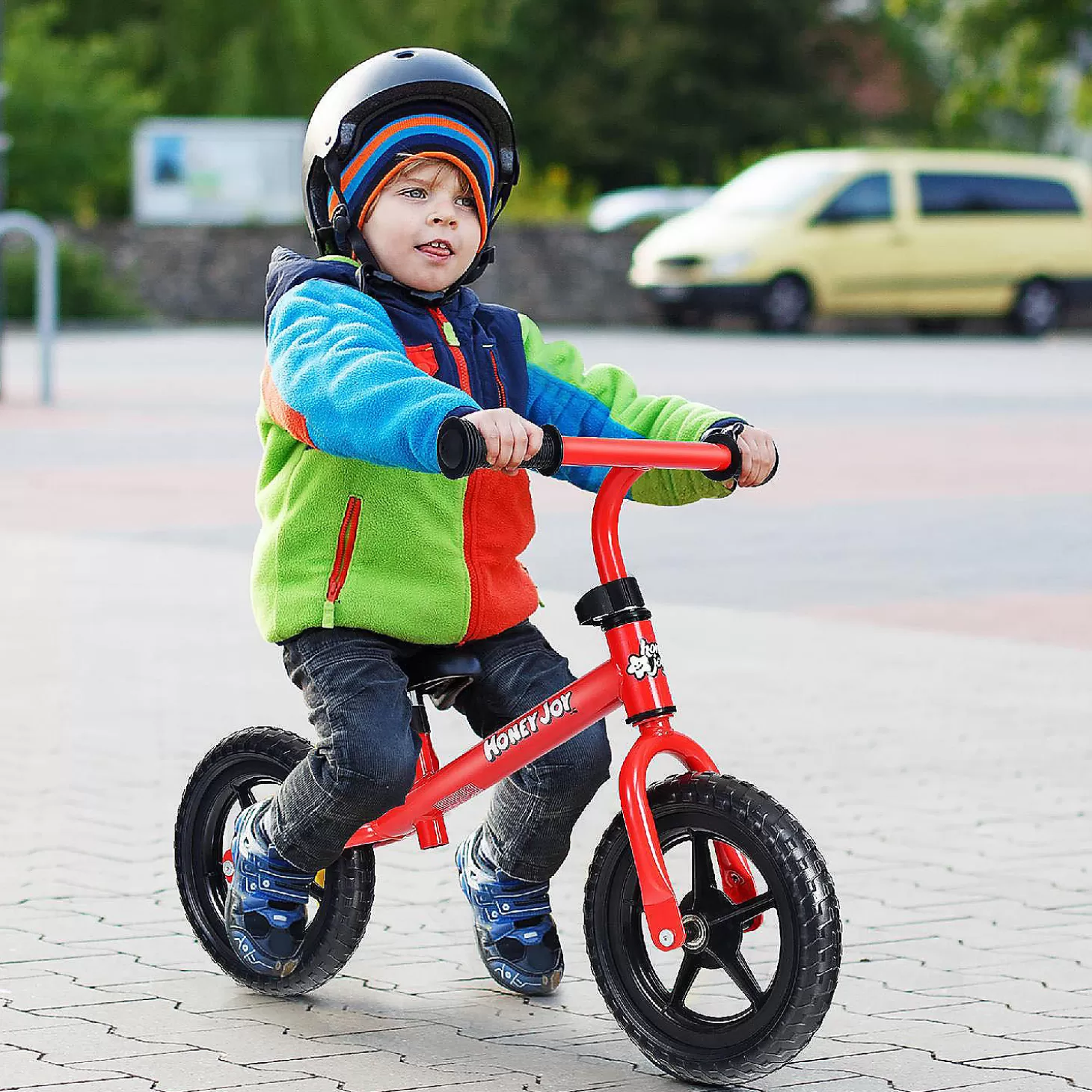 Store Honeyjoy Balance Bike No Pedal W/ Adjustable Handlebar & Seat Red Riding Toys