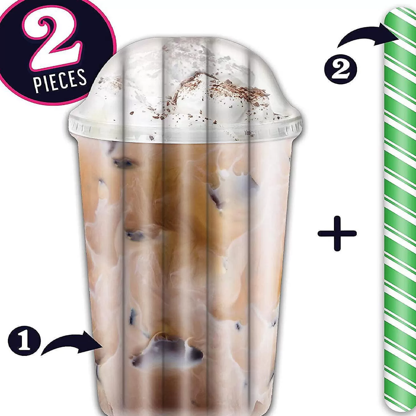 Discount Iced Coffee Water Float & Noodle 2-In-1 Pool Blow Up Inflatable Raft Mighty Mojo Water Toys