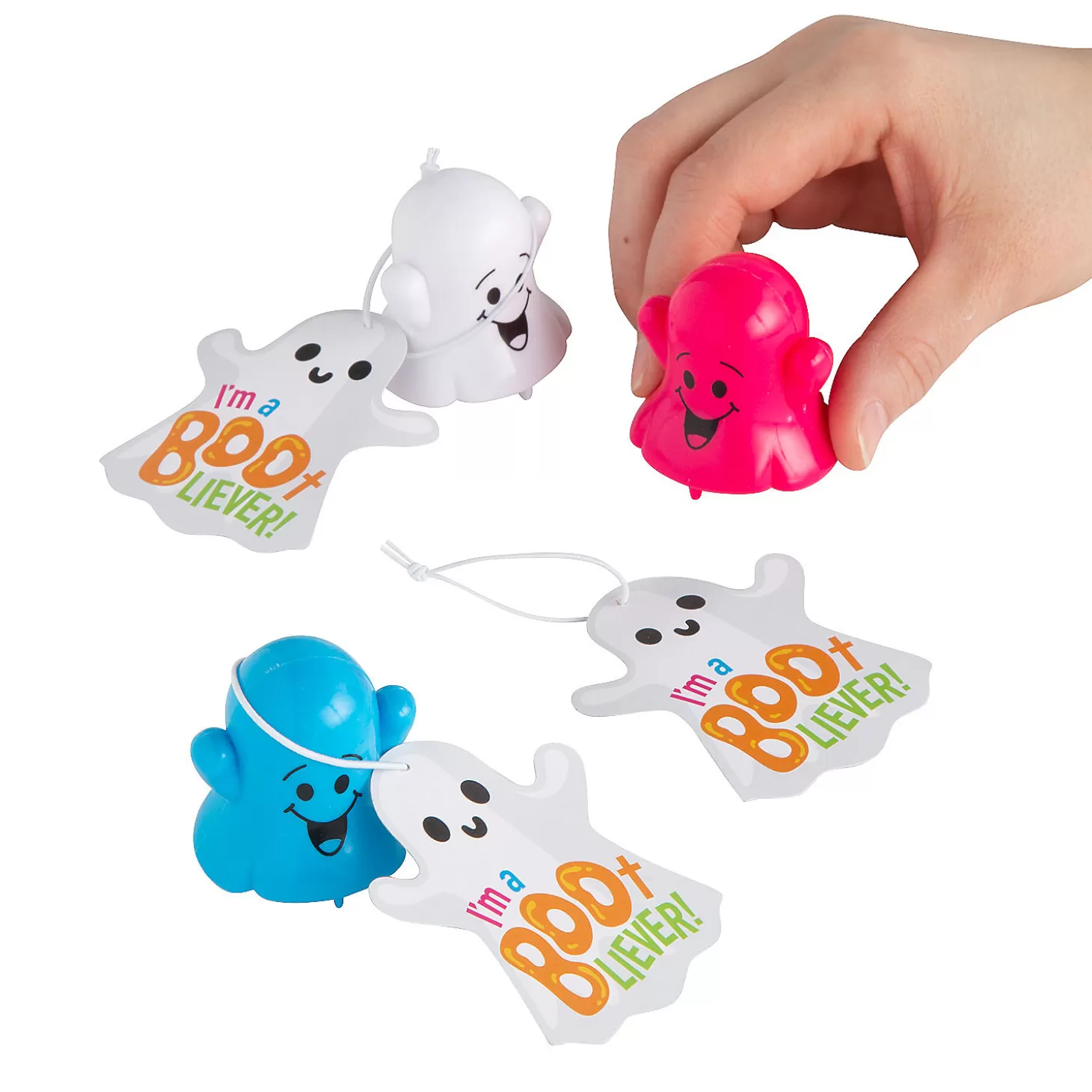 Cheap I'M A Boo-Liever Ghost Pull-Back Toys With Card - 24 Pc. Halloween Handouts