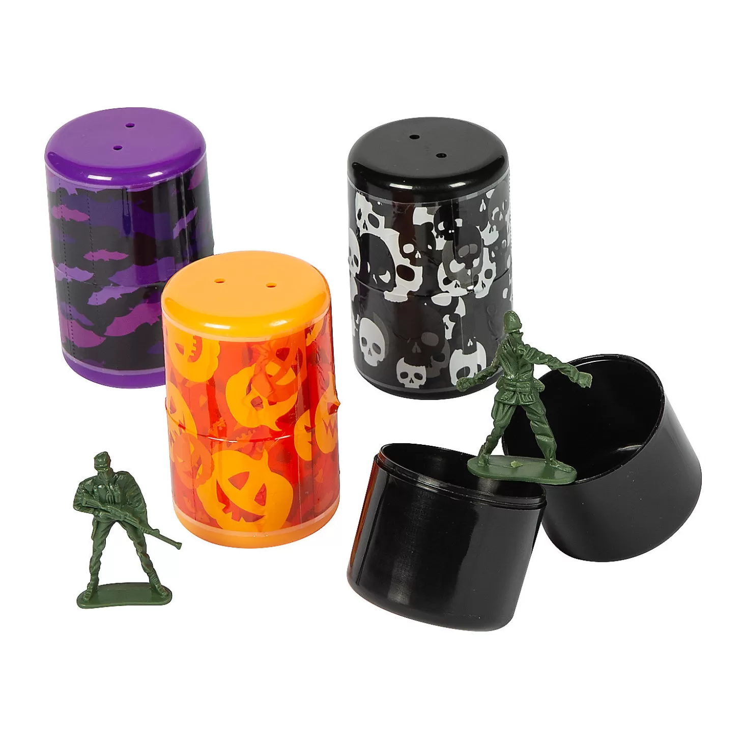 Outlet Jumbo Army Toy-Filled Halloween Containers - 12 Pc. Boo Bags