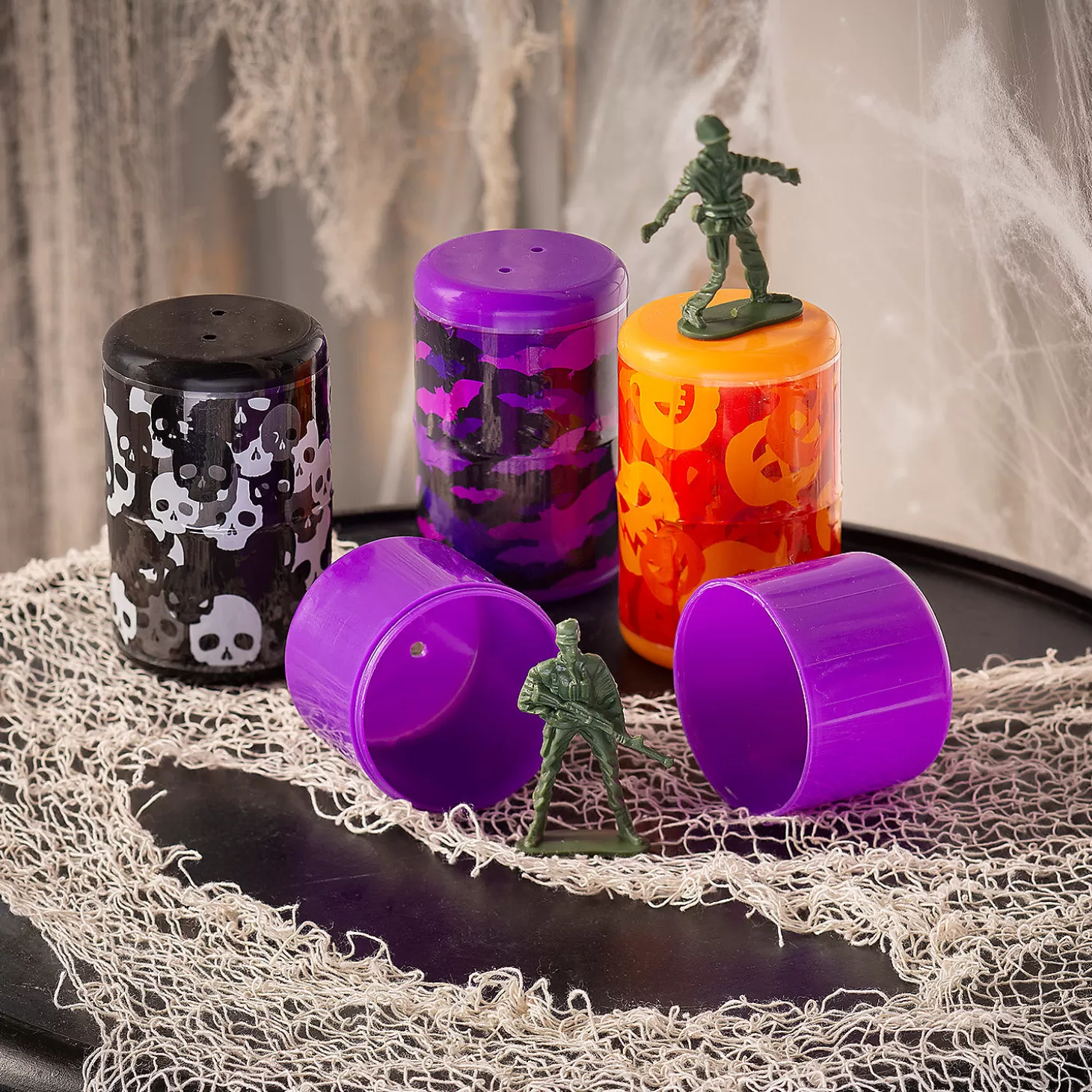 Outlet Jumbo Army Toy-Filled Halloween Containers - 12 Pc. Boo Bags