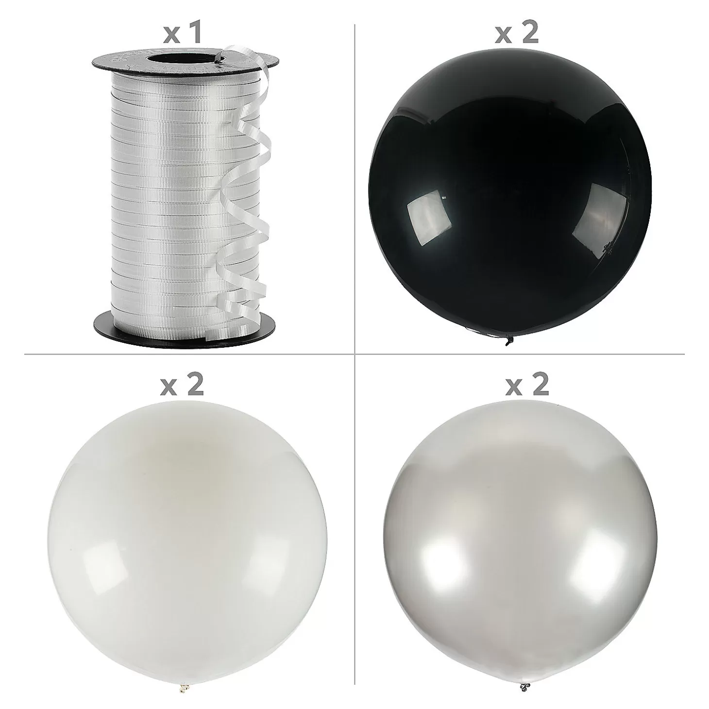 Clearance Jumbo Black, White & Silver Latex Balloon Bouquet - 7 Pc. Halloween Fun Kits