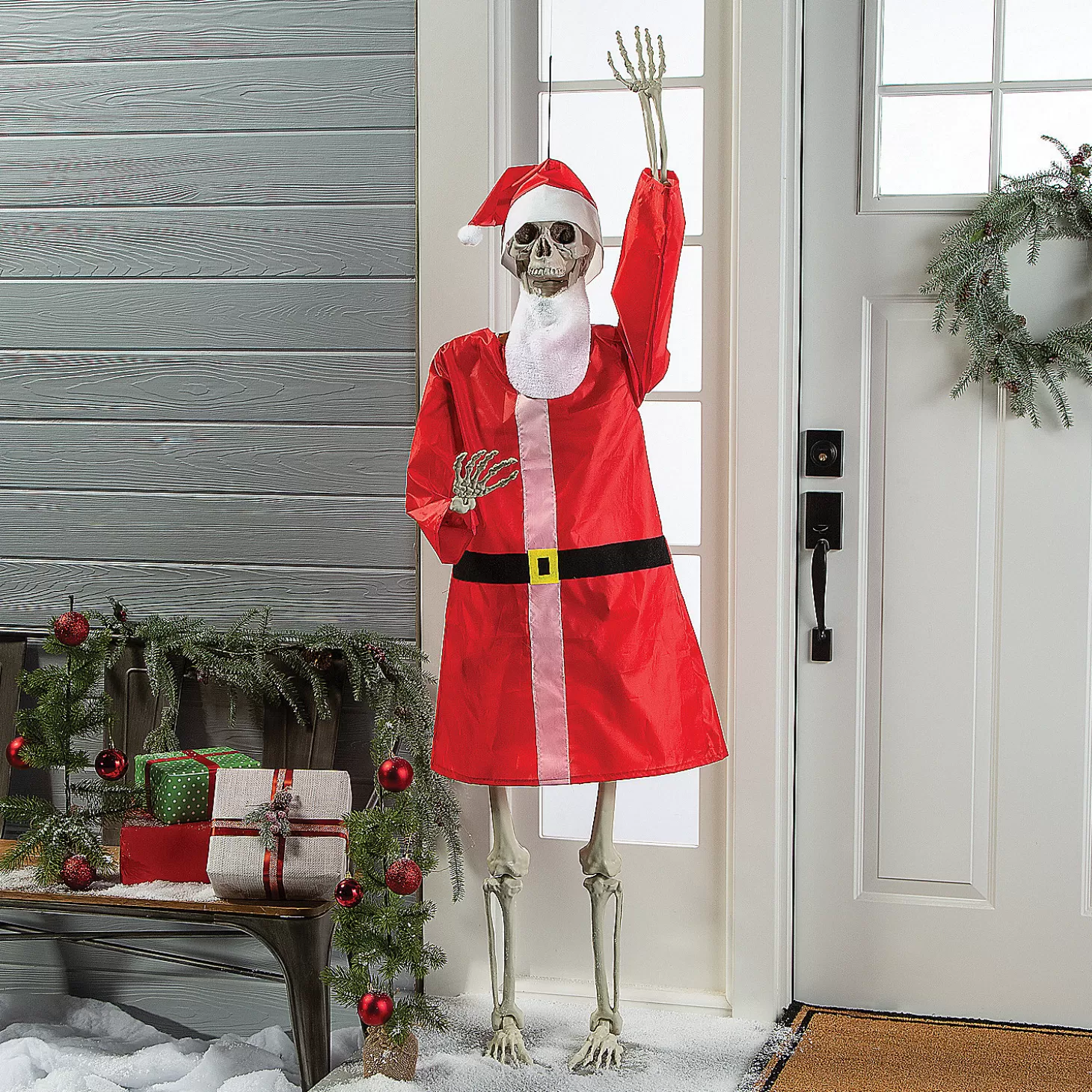 New Life-Size Posable Skeleton With Santa Outfit Kit - 4 Pc. Skulls & Skeletons