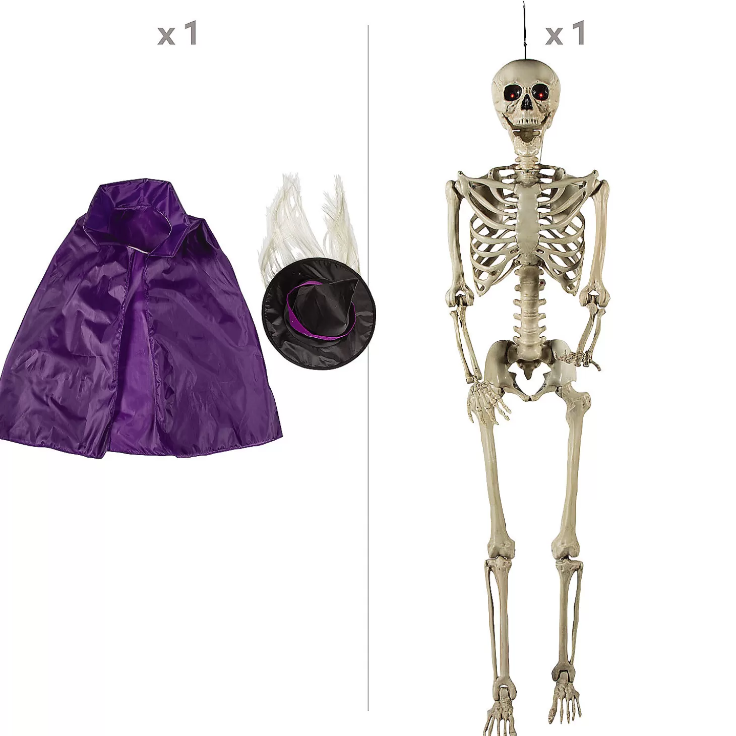 Cheap Life-Size Posable Skeleton With Witch Outfit Kit - 3 Pc. Halloween Fun Kits