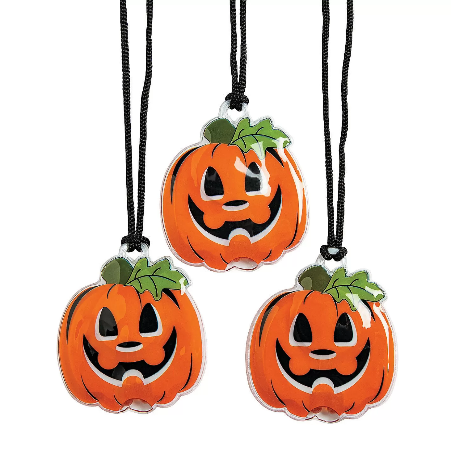 New Light-Up Jack-O'-Lantern Necklaces - 12 Pc. Boo Bags