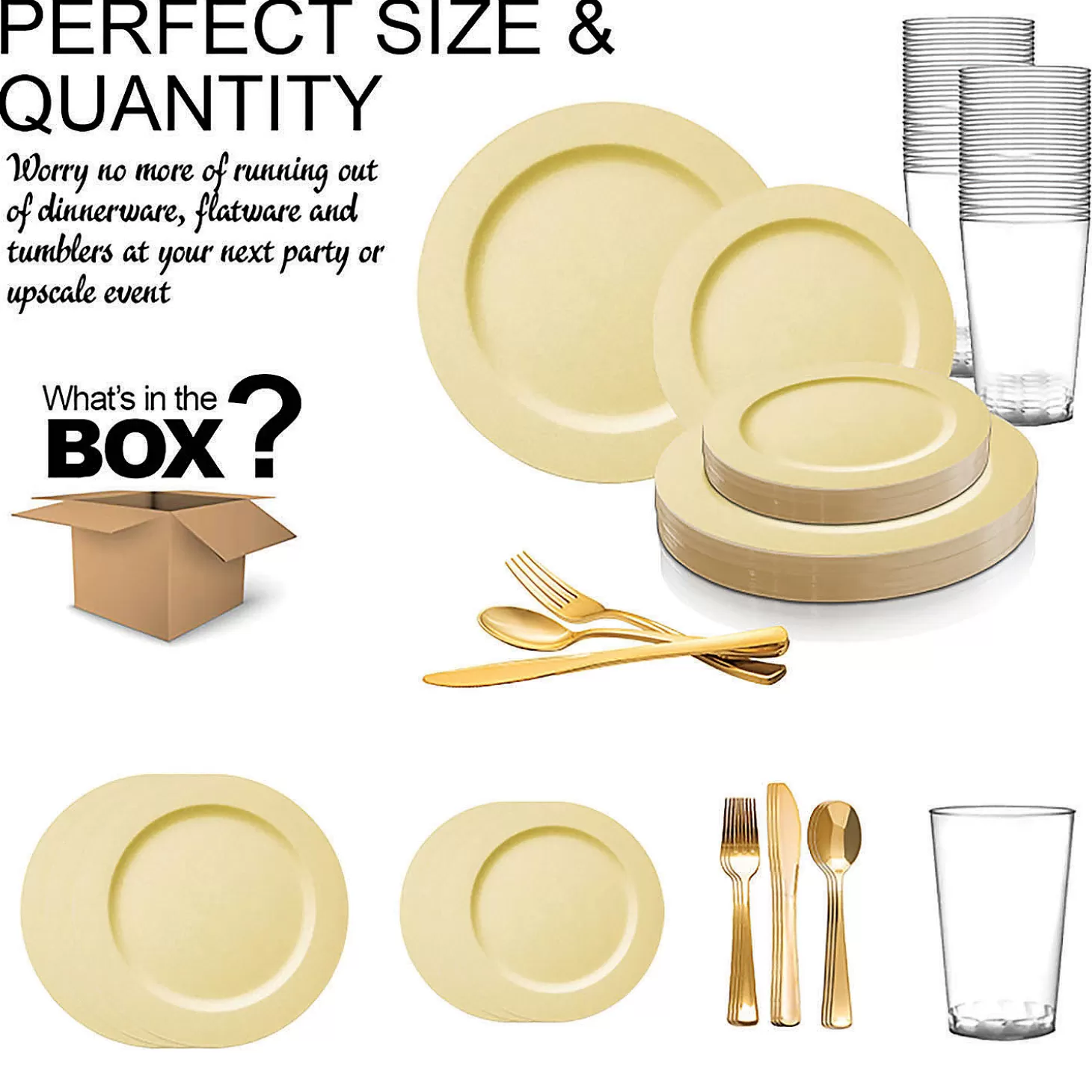 Outlet Matte Bright Yellow Round Disposable Plastic Dinnerware Value Set (20 Settings) Bulk Halloween Supplies