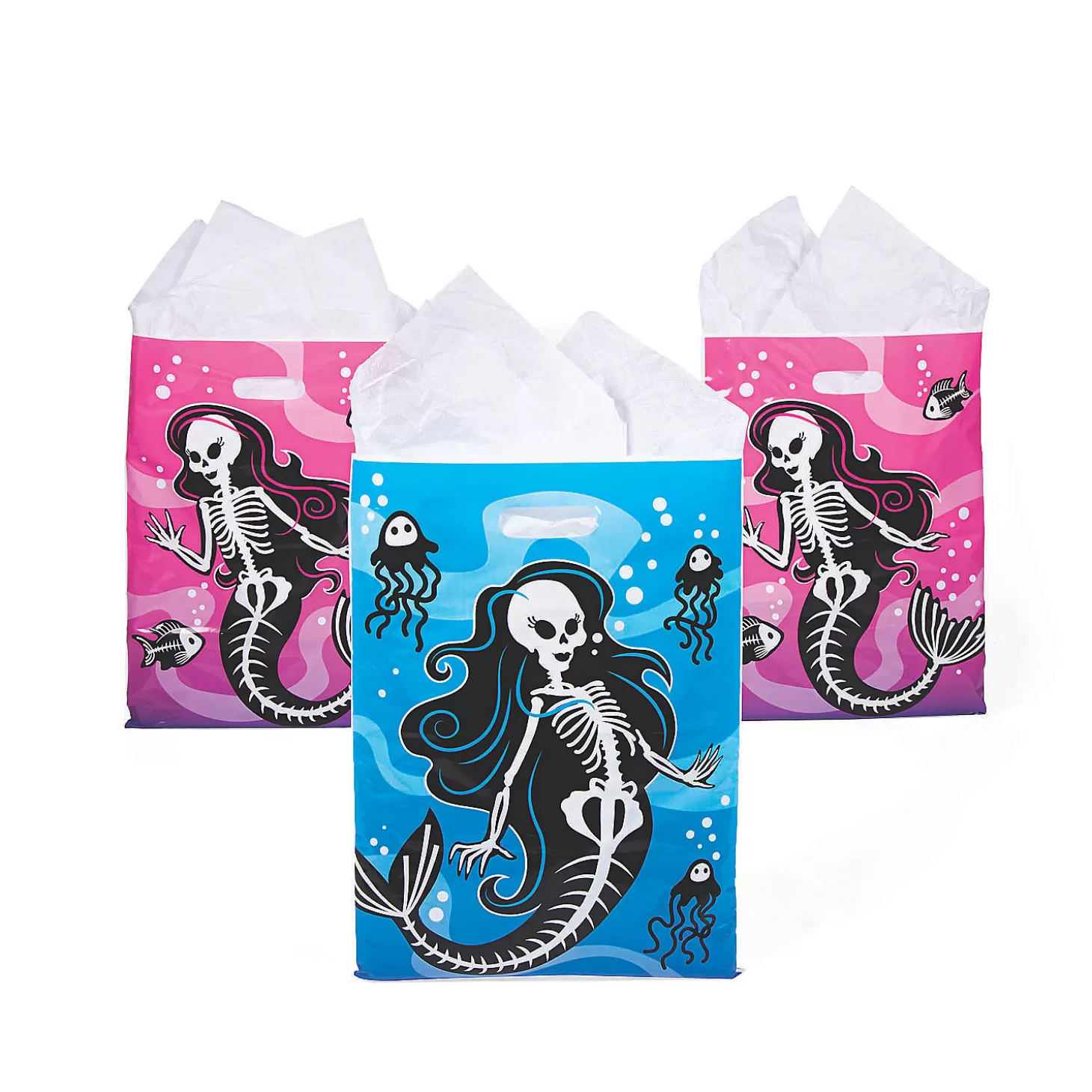 New Mermaid Skeleton Goody Bags - 36 Pc. Halloween Bags