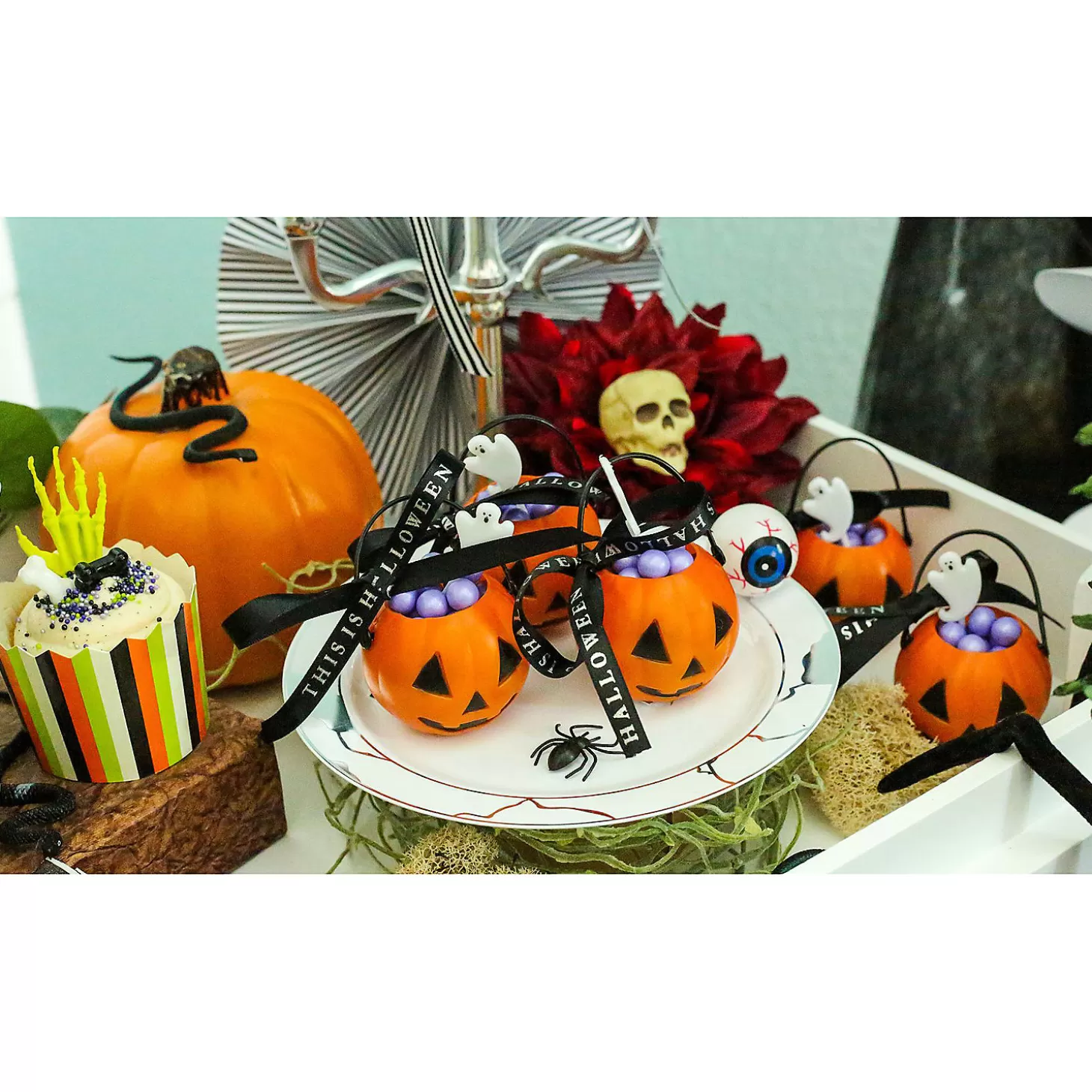 Discount Mini Pumpkin Bpa-Free Plastic Candy Buckets - 12 Pc. Halloween Bags